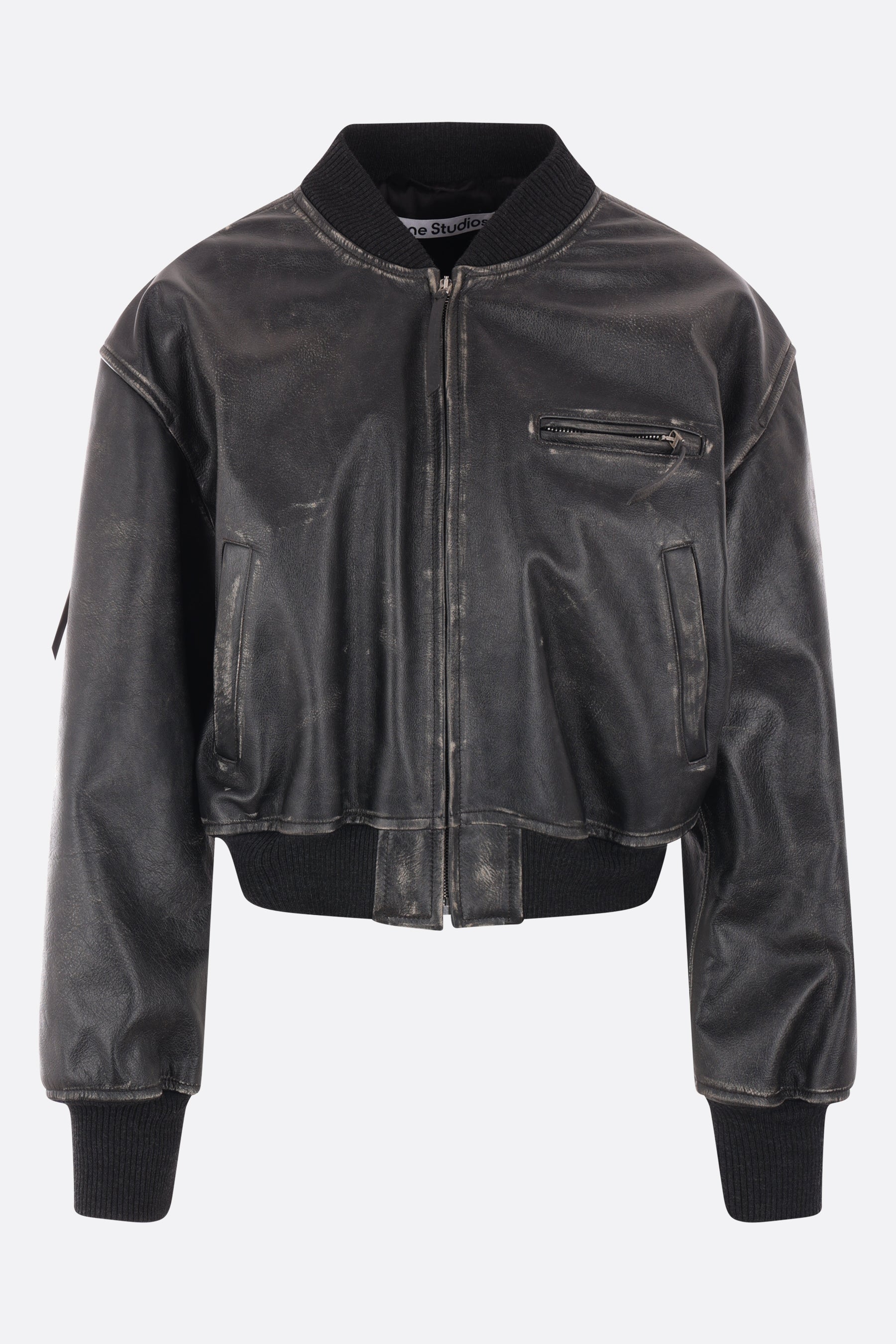 leather padded bomber jacket