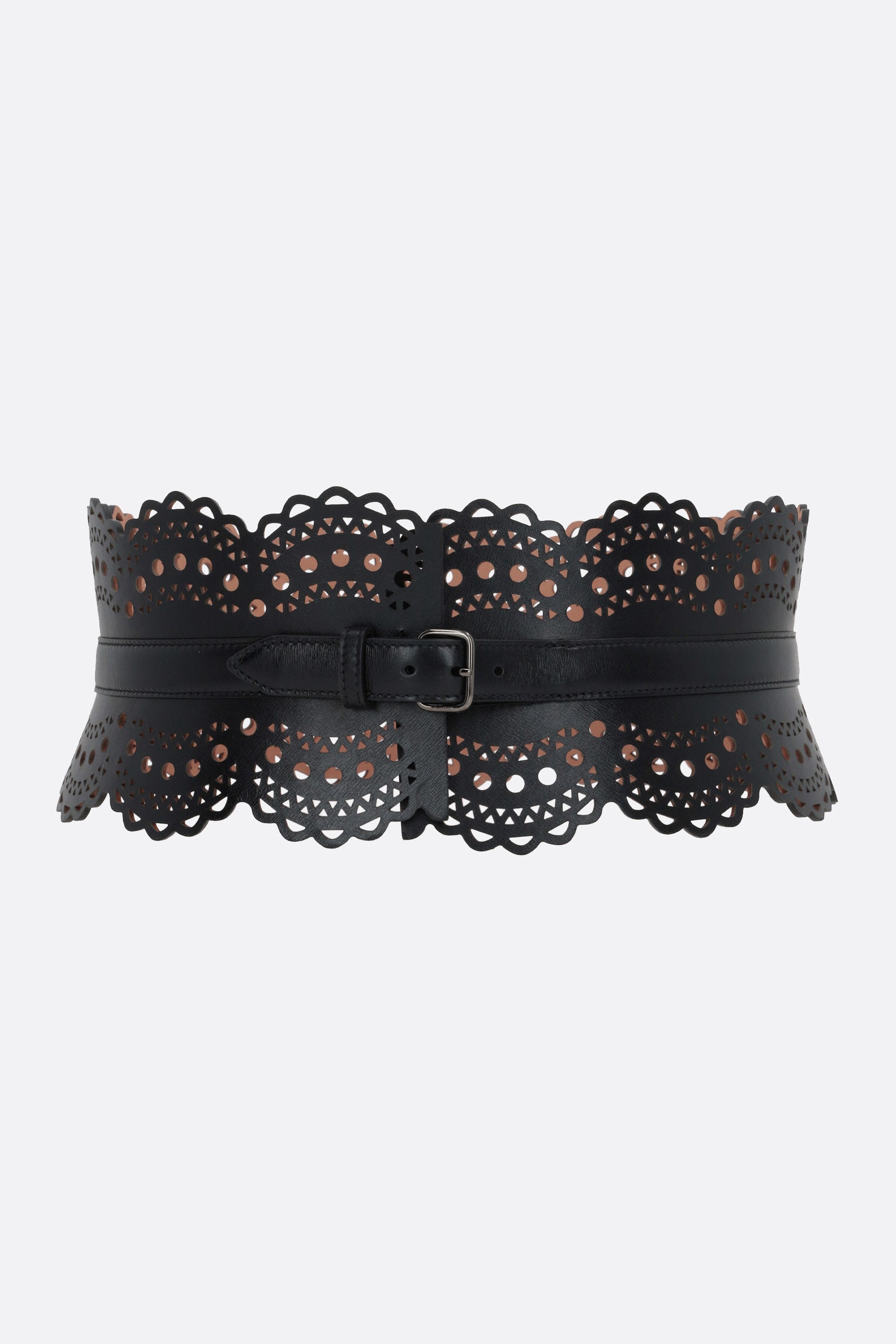 laser-cut leather waist belt