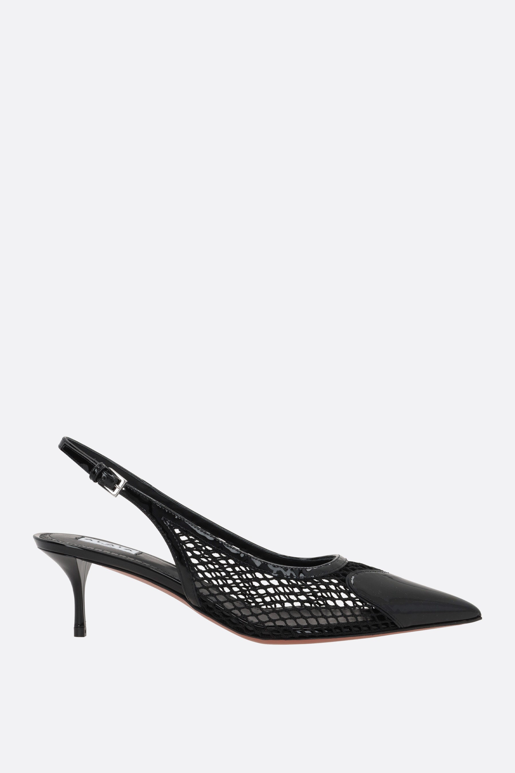 Le Coeur mesh and patent leather slingbacks