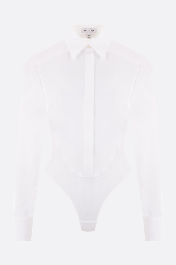 poplin and jersey body-shirt