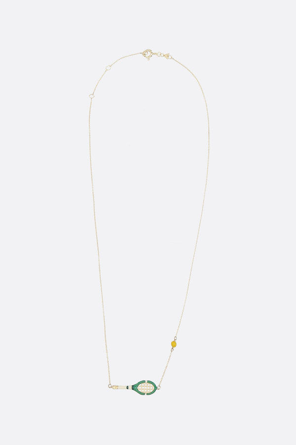 Tennis Pelota yellow gold necklace