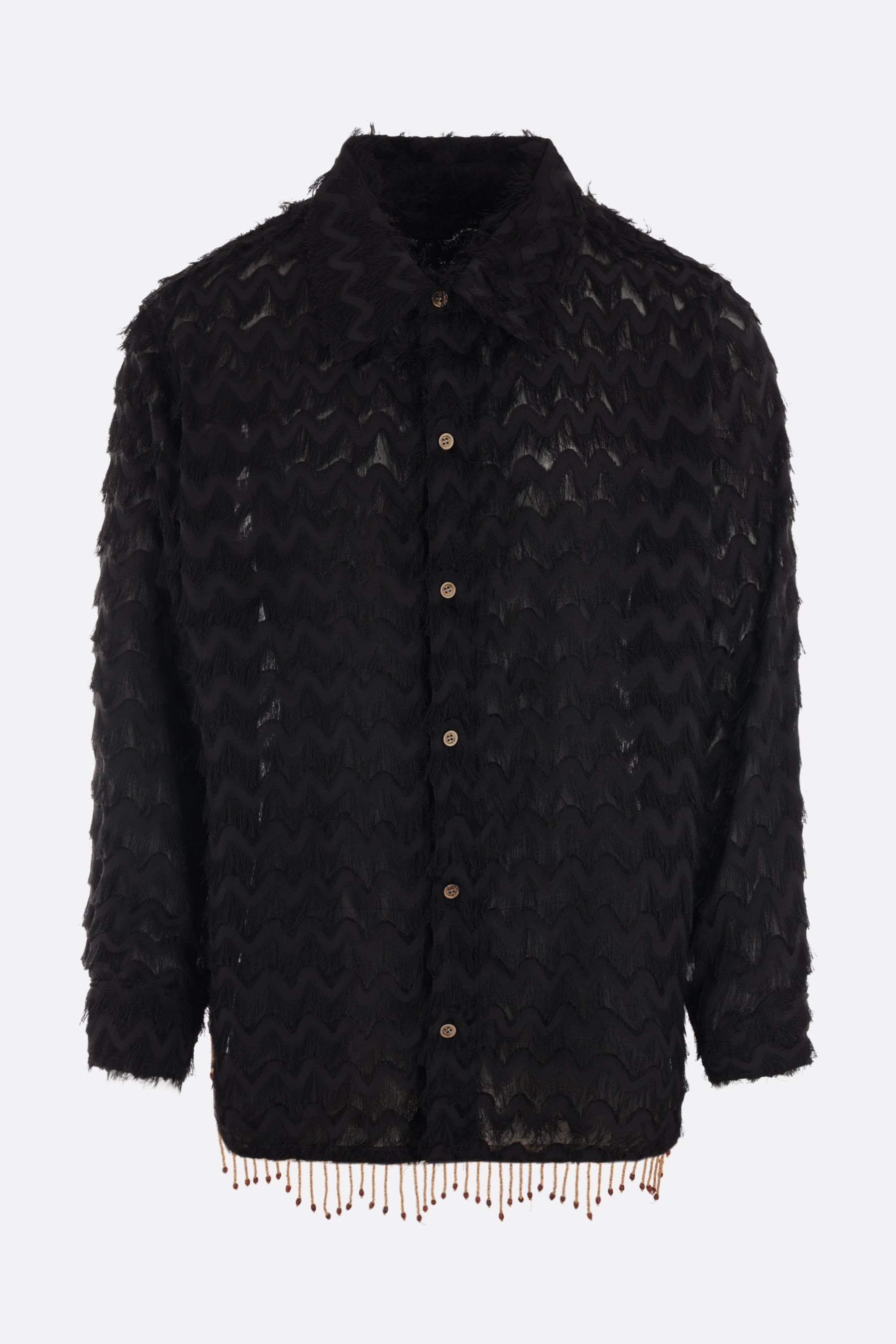 Bird Shaggy mesh shirt with fringes