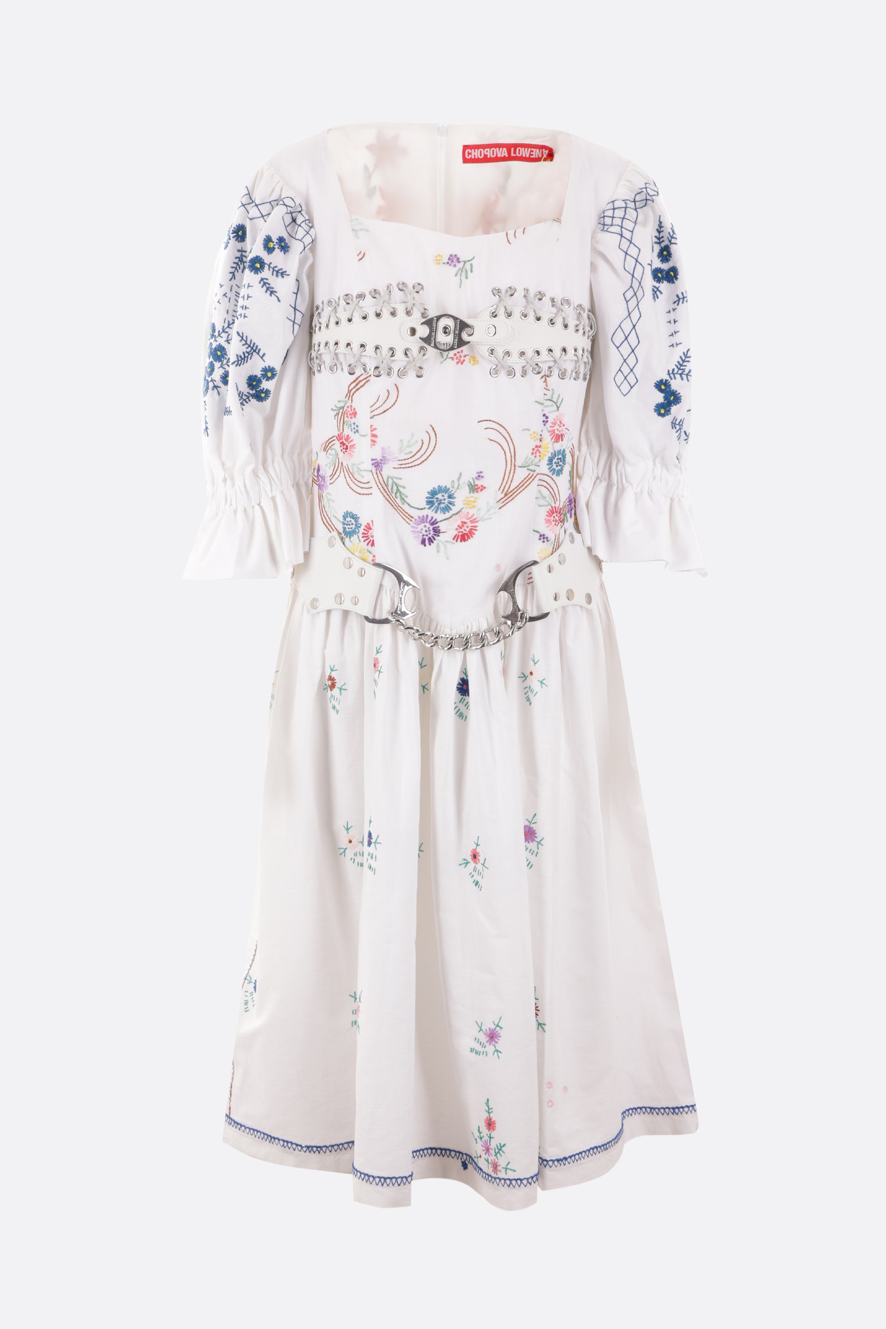 Loepool cotton dress with belts
