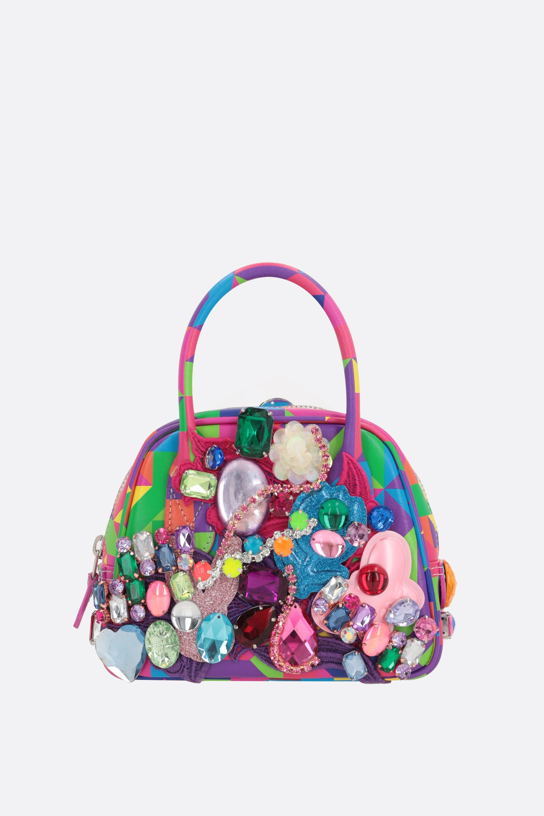 smooth leather handbag with embellishments