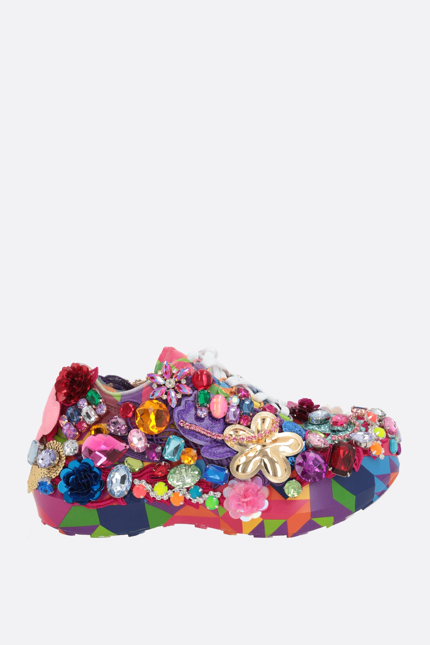 multicolor leather sneakers with embellishments