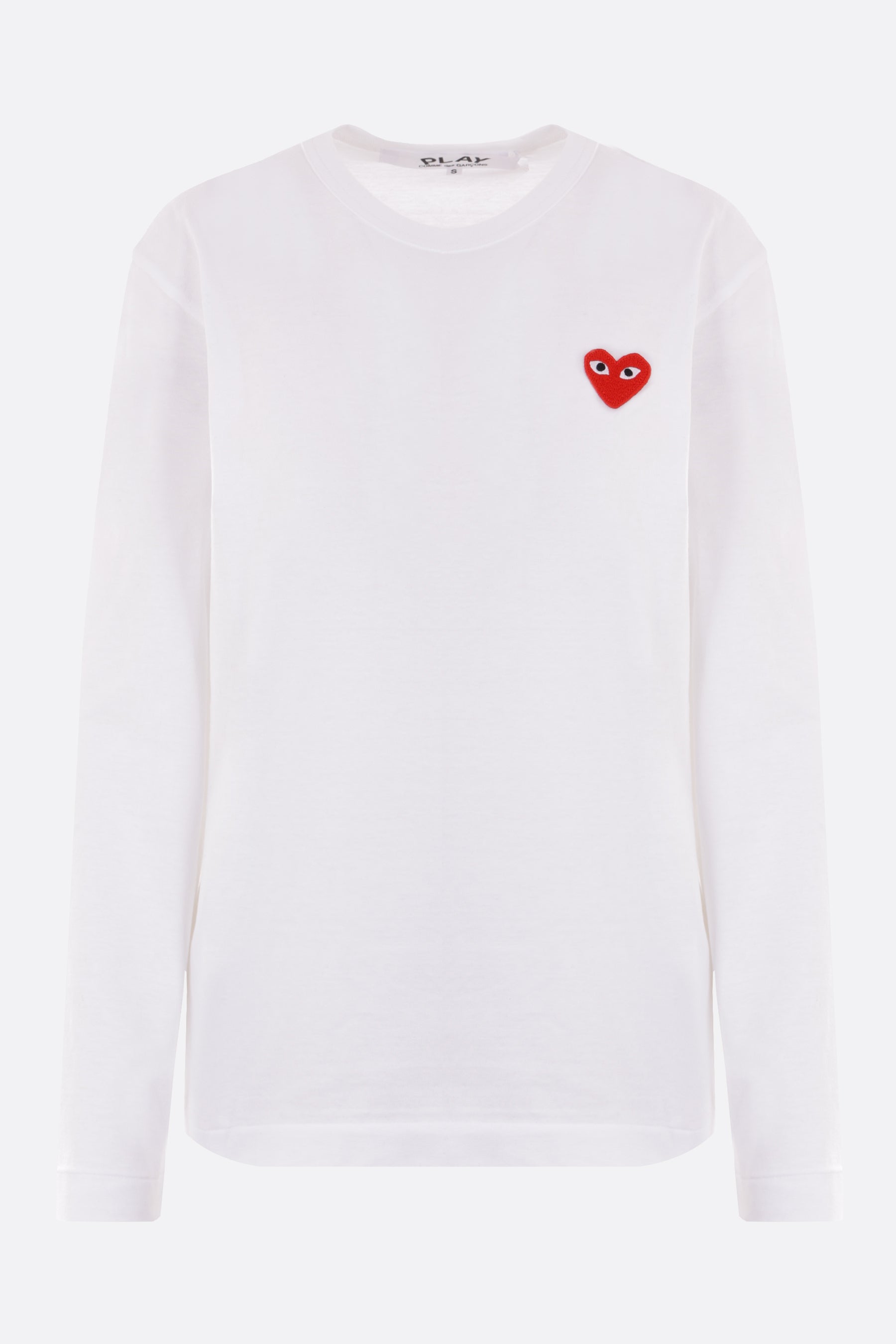 Heart logo patched cotton long-sleeves t-shirt