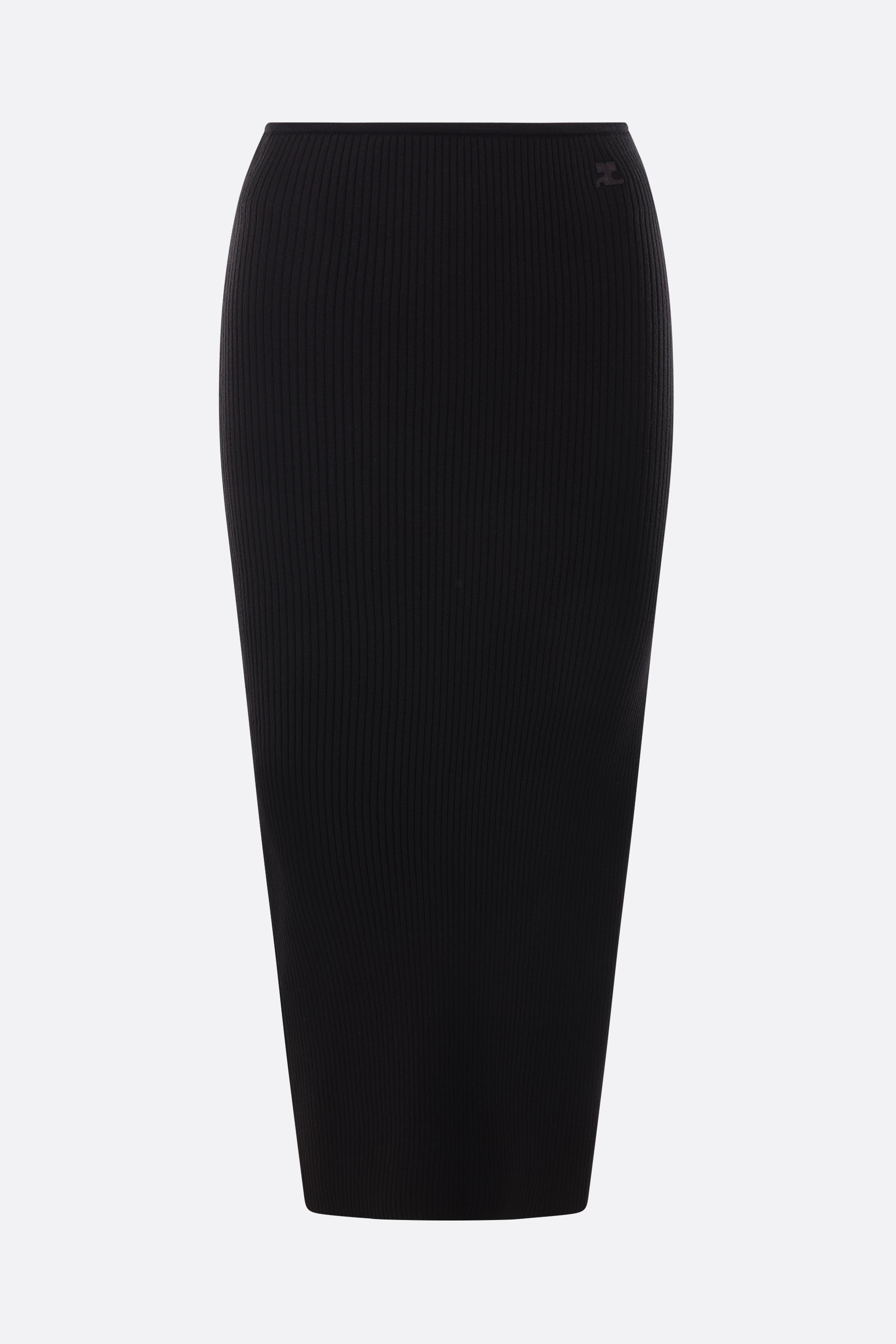 ribbed knit pencil skirt with slit
