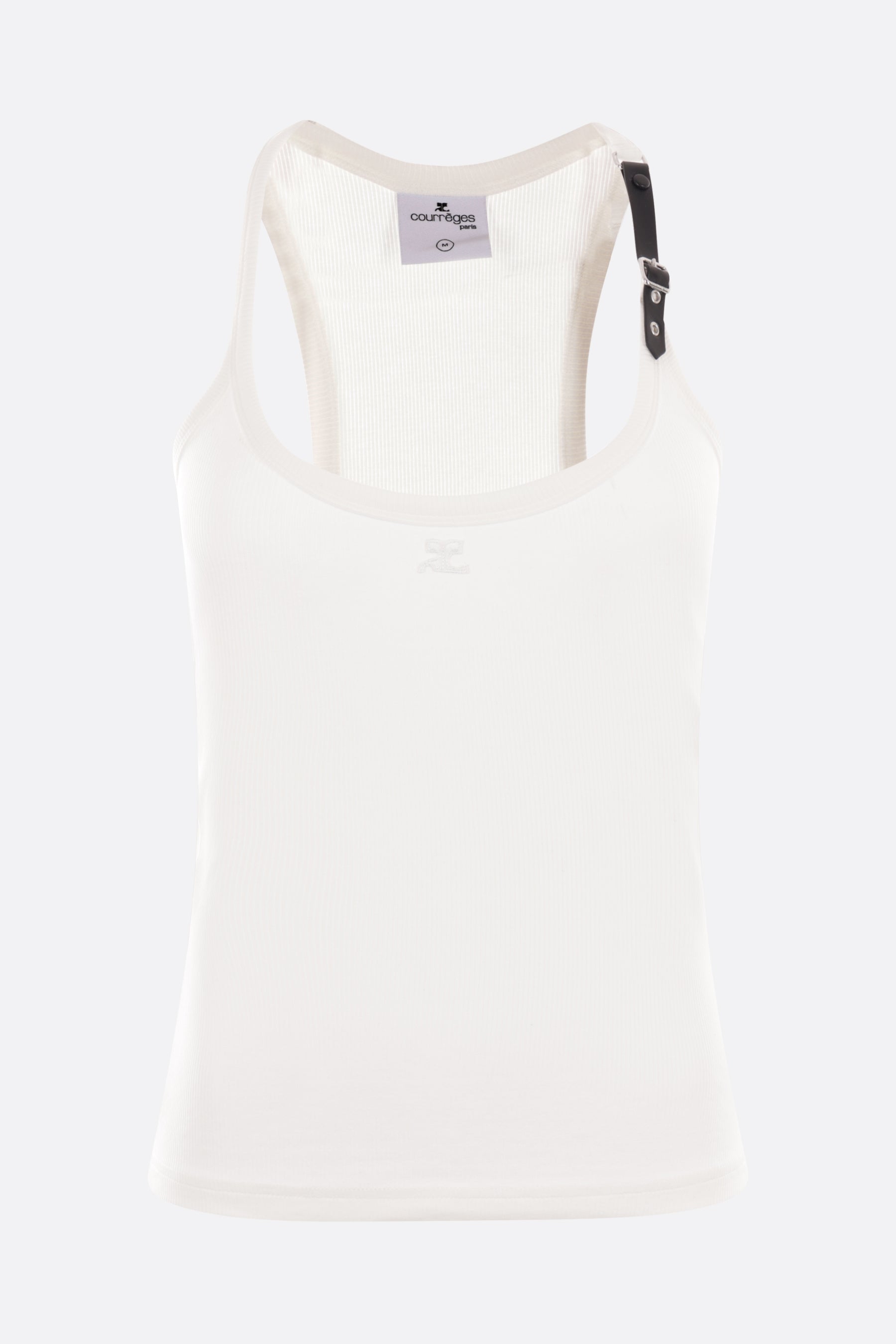 logo embroidered jersey tank top with buckle