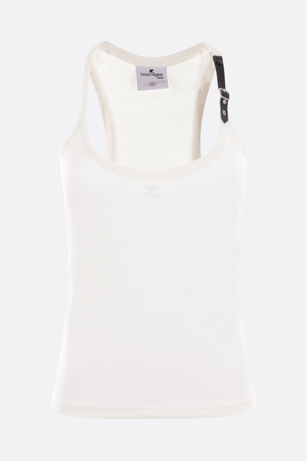 logo embroidered jersey tank top with buckle