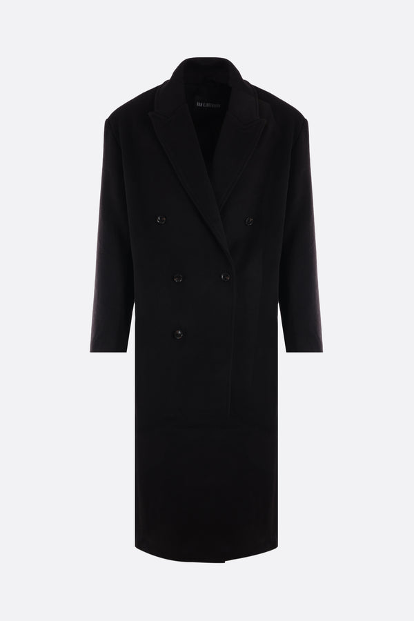 double-breasted wool blend coat