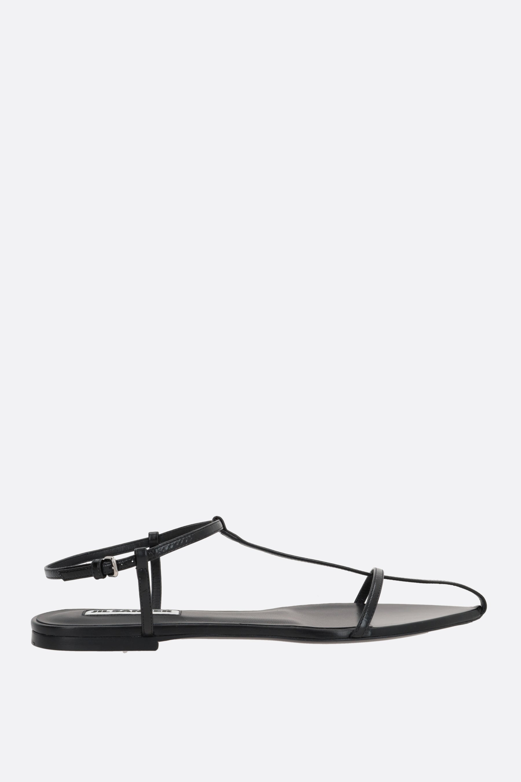 Paper-effect leather flat sandals