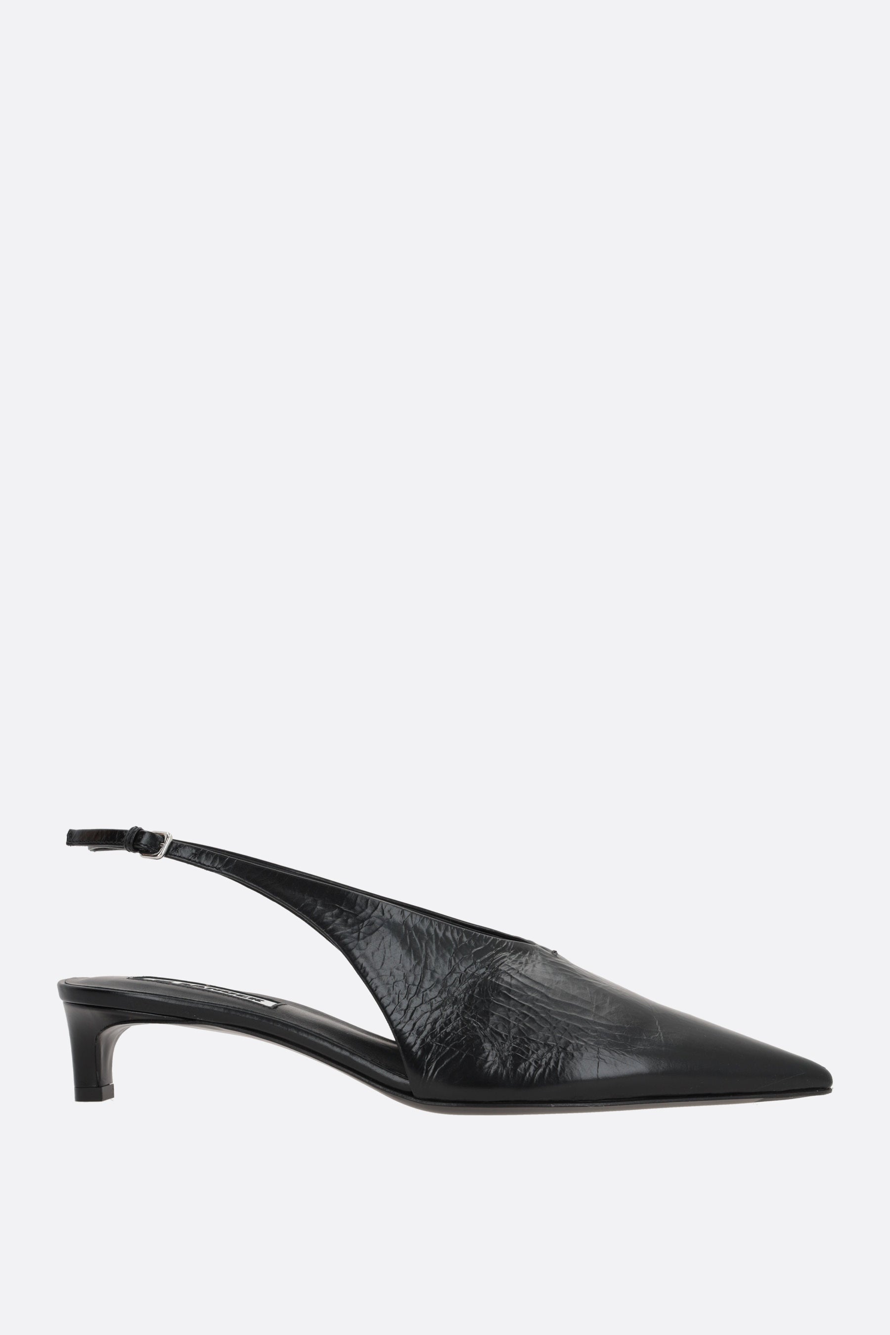 Paper-effect leather slingbacks