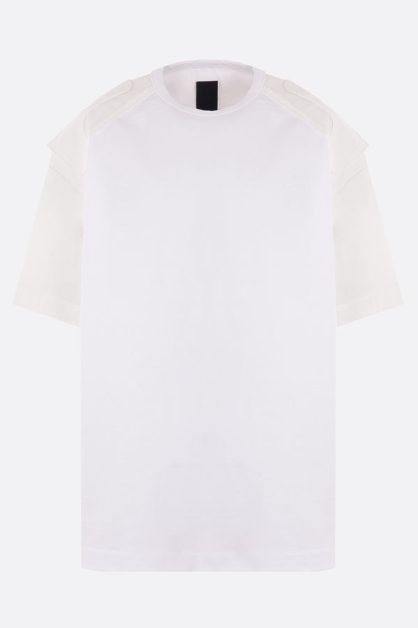 t-shirt oversize in cotone e nylon ricamo logo