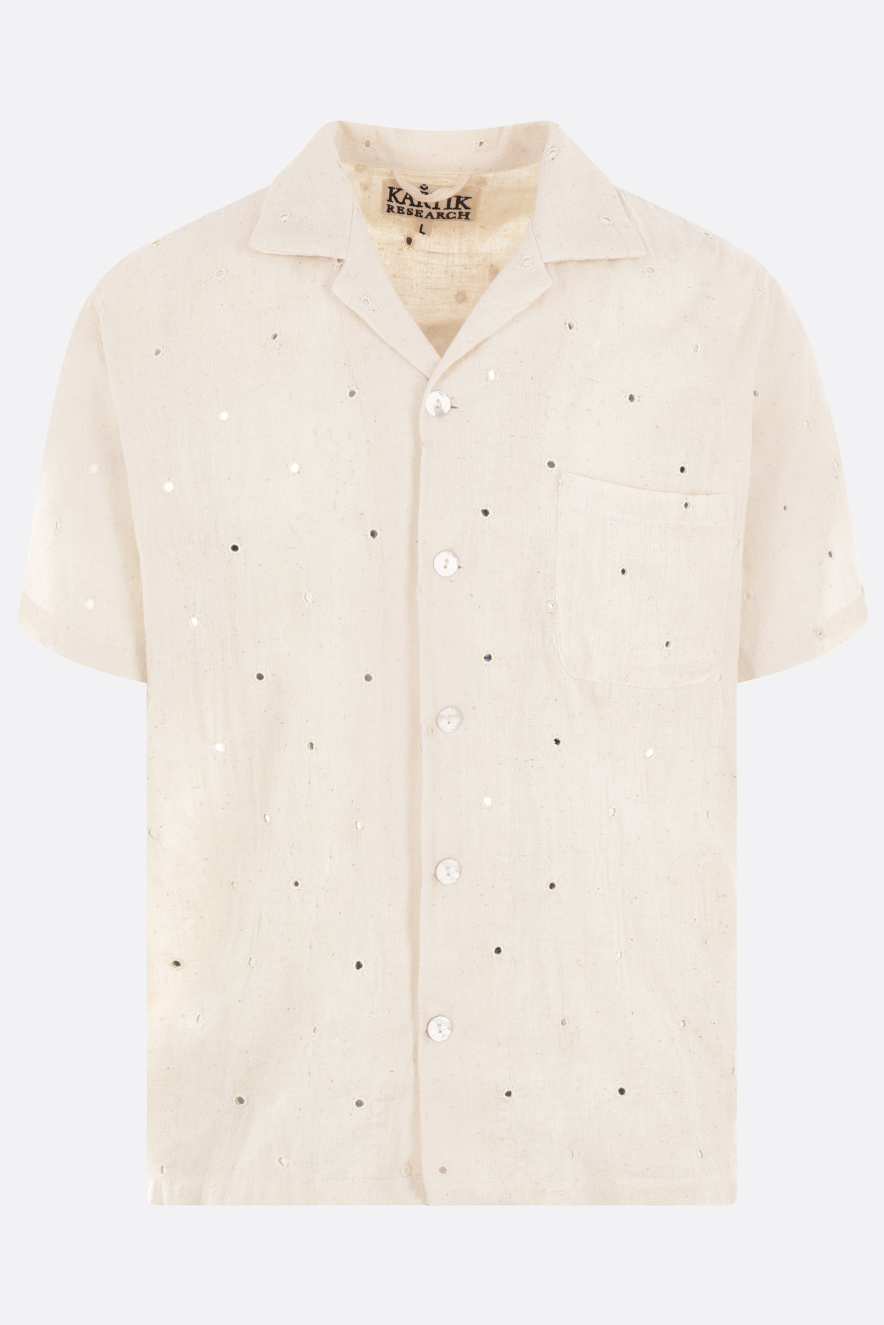 cotton canvas Camp shirt with Mirror embroideries