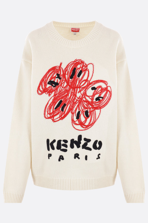 pullover Kenzo Drawn Varsity in lana