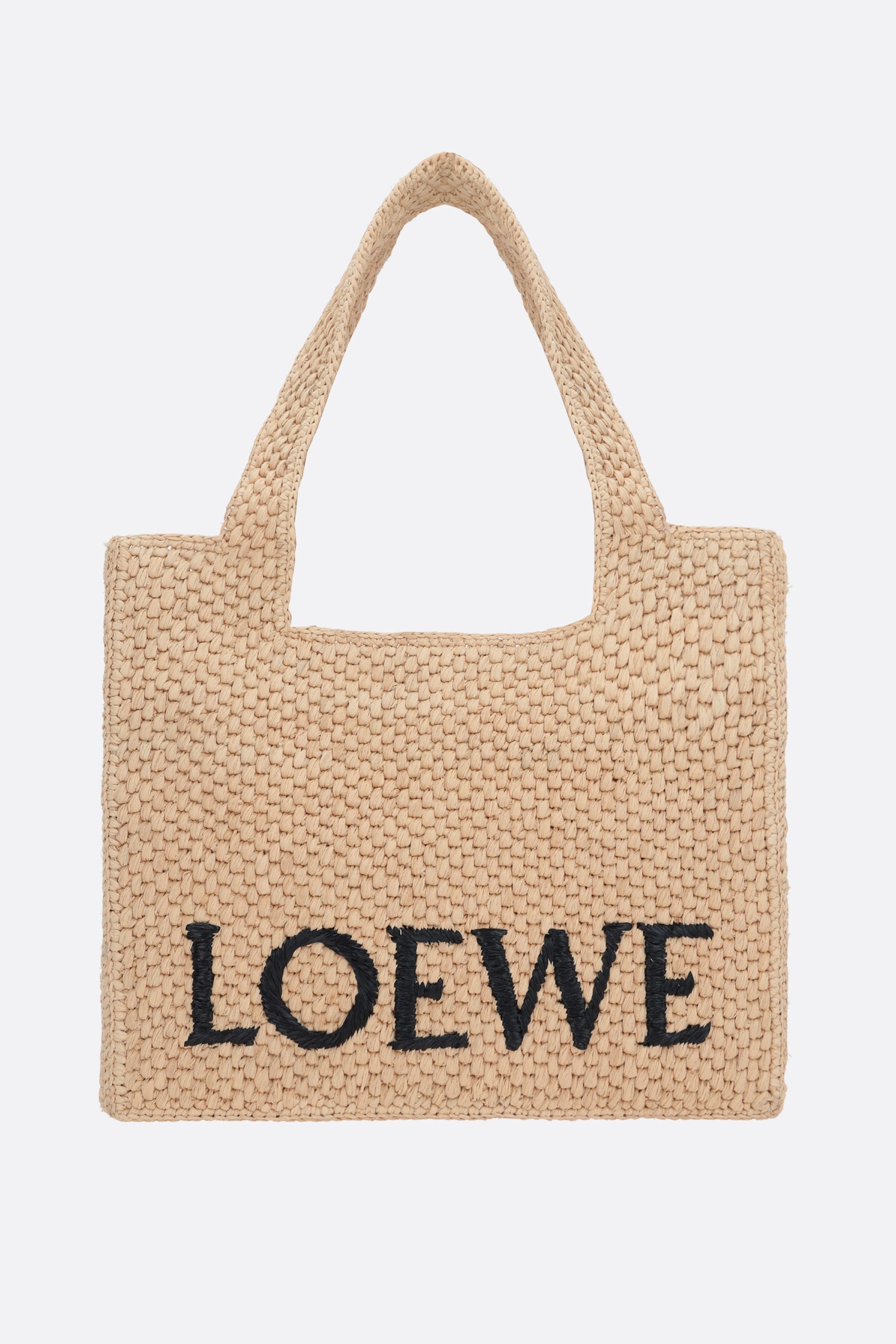 Loewe Font small raffia tote bag