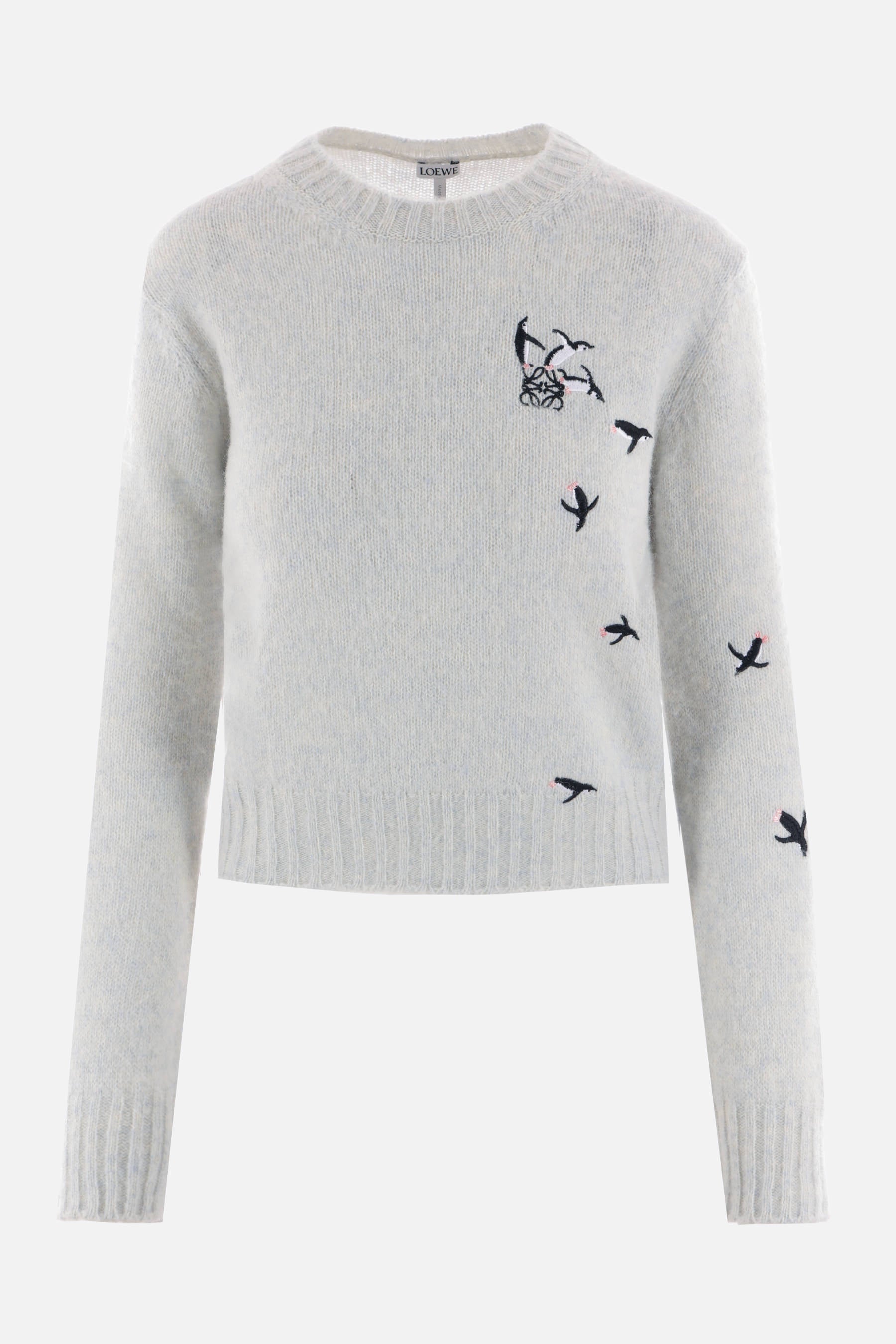 Anagram brushed wool pullover with embroideries
