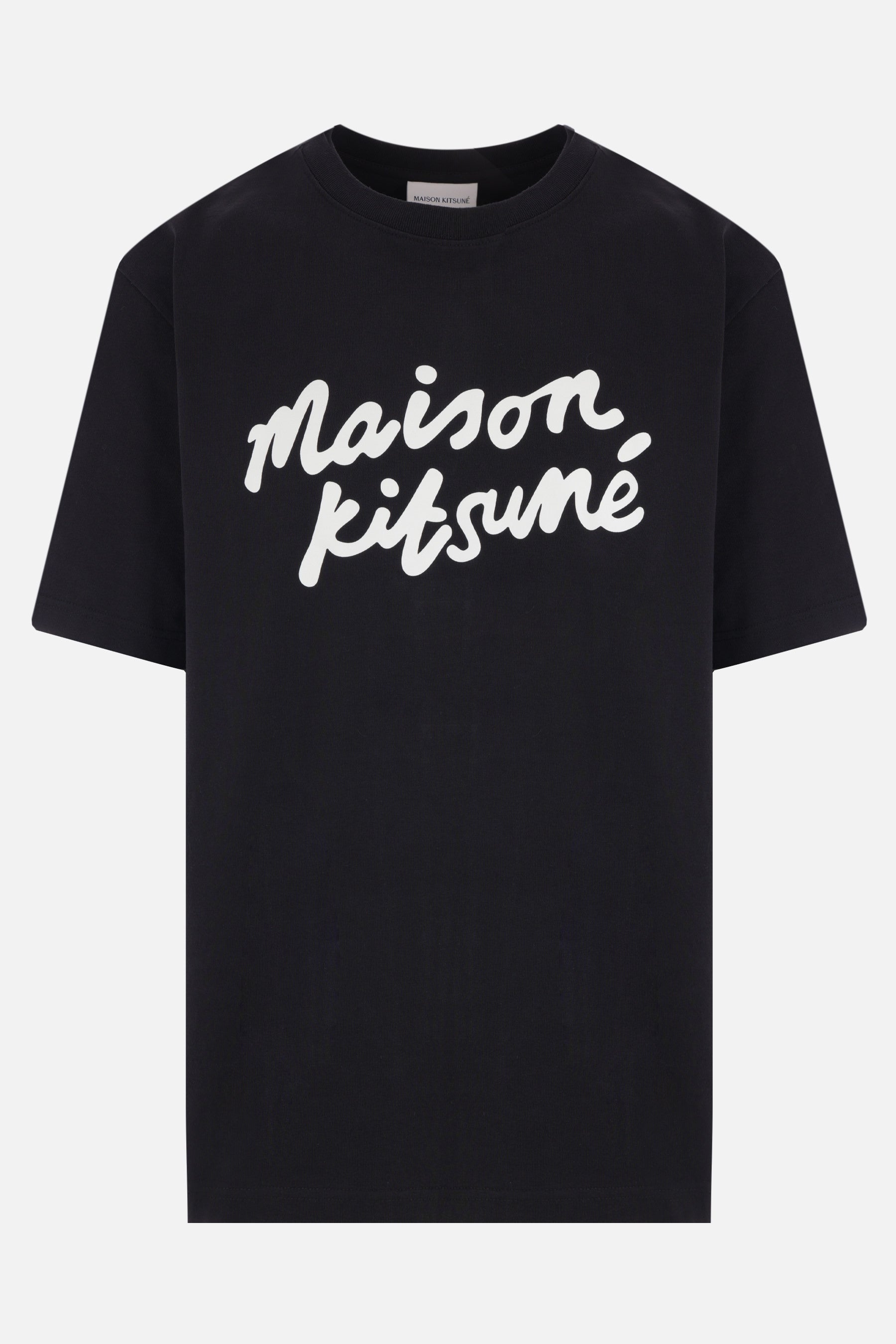 cotton t-shirt with handwriting Maison Kitsuné logo print