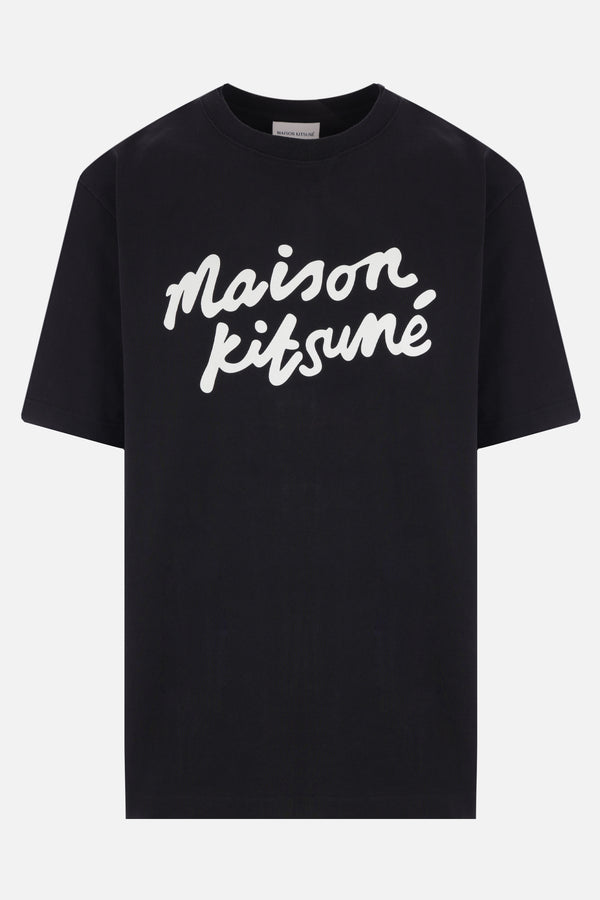 cotton t-shirt with handwriting Maison Kitsuné logo print