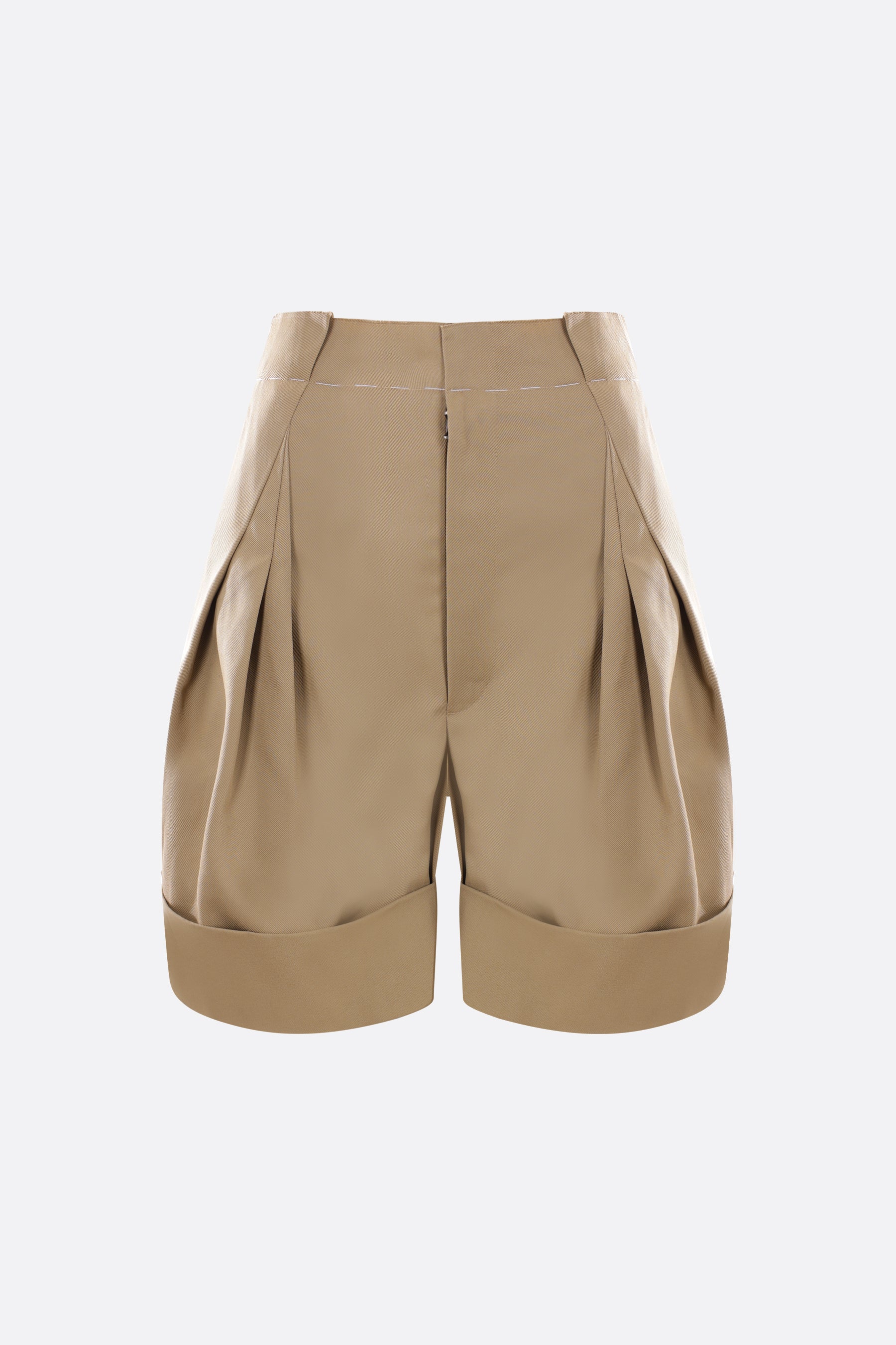 pantalone corto oversize in twill di misto cotone