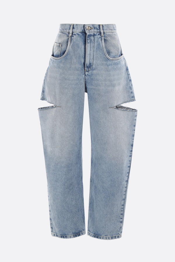 jeans a gamba ampia con cut out