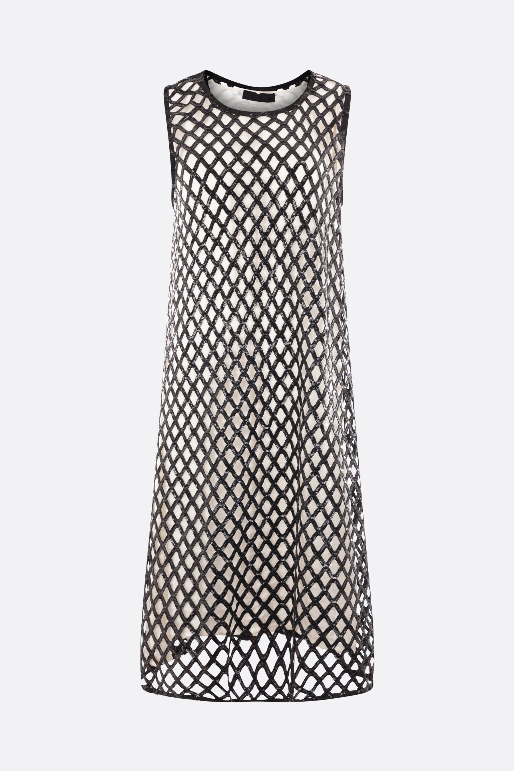 Pipe sequinned net sleeveless dress