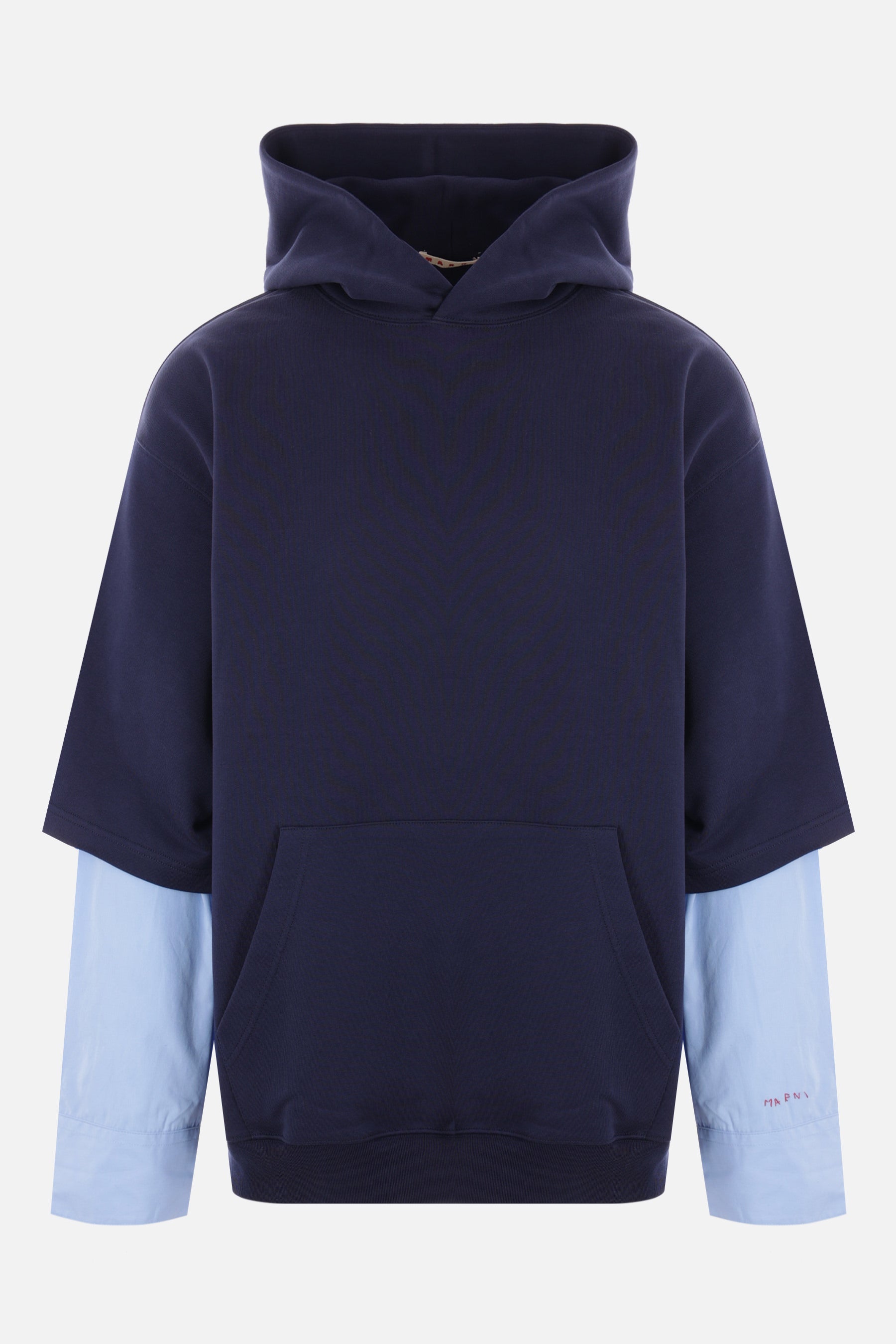 oversize jersey hoodie with shirt-style sleeves