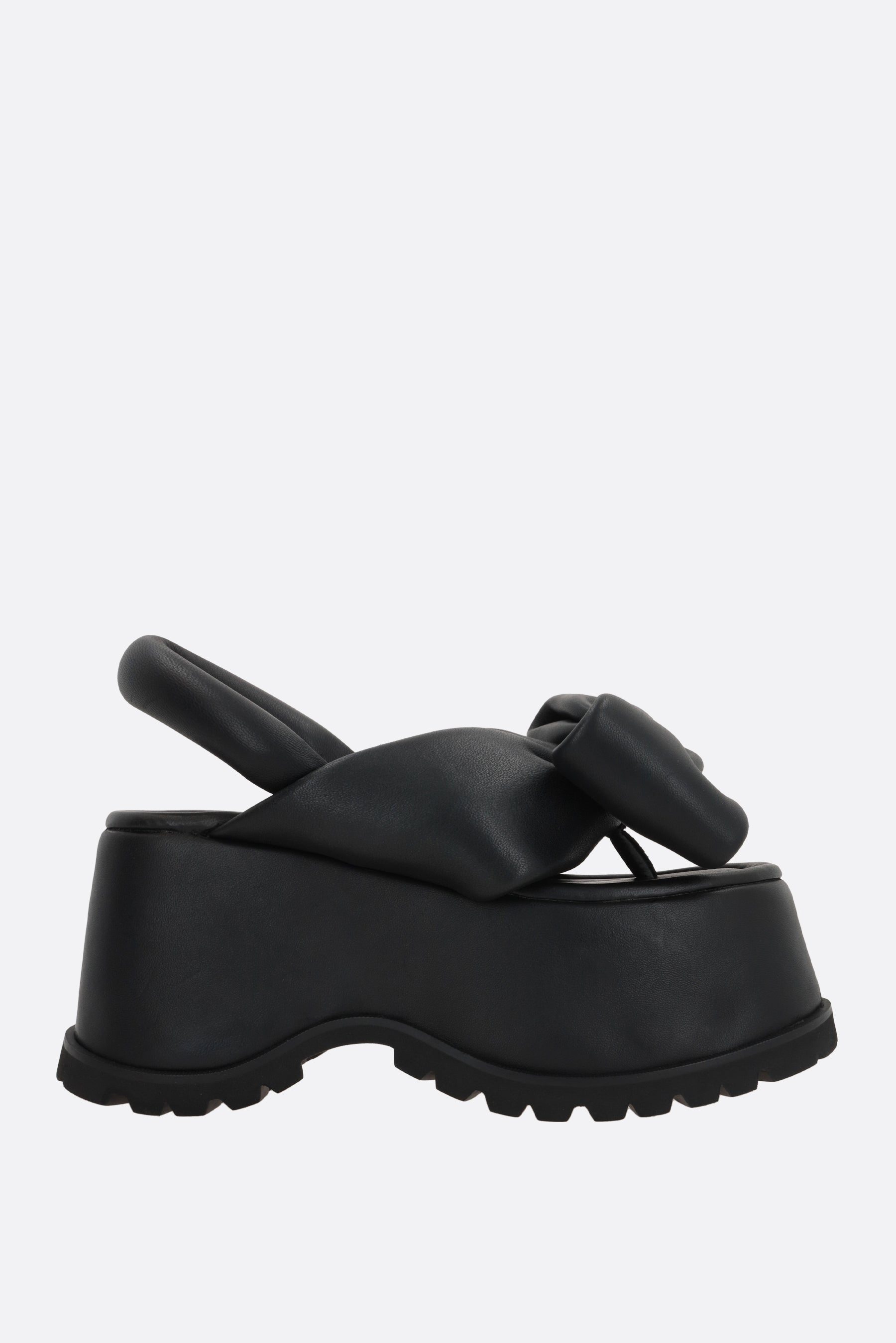Bow smooth leather platform sandals