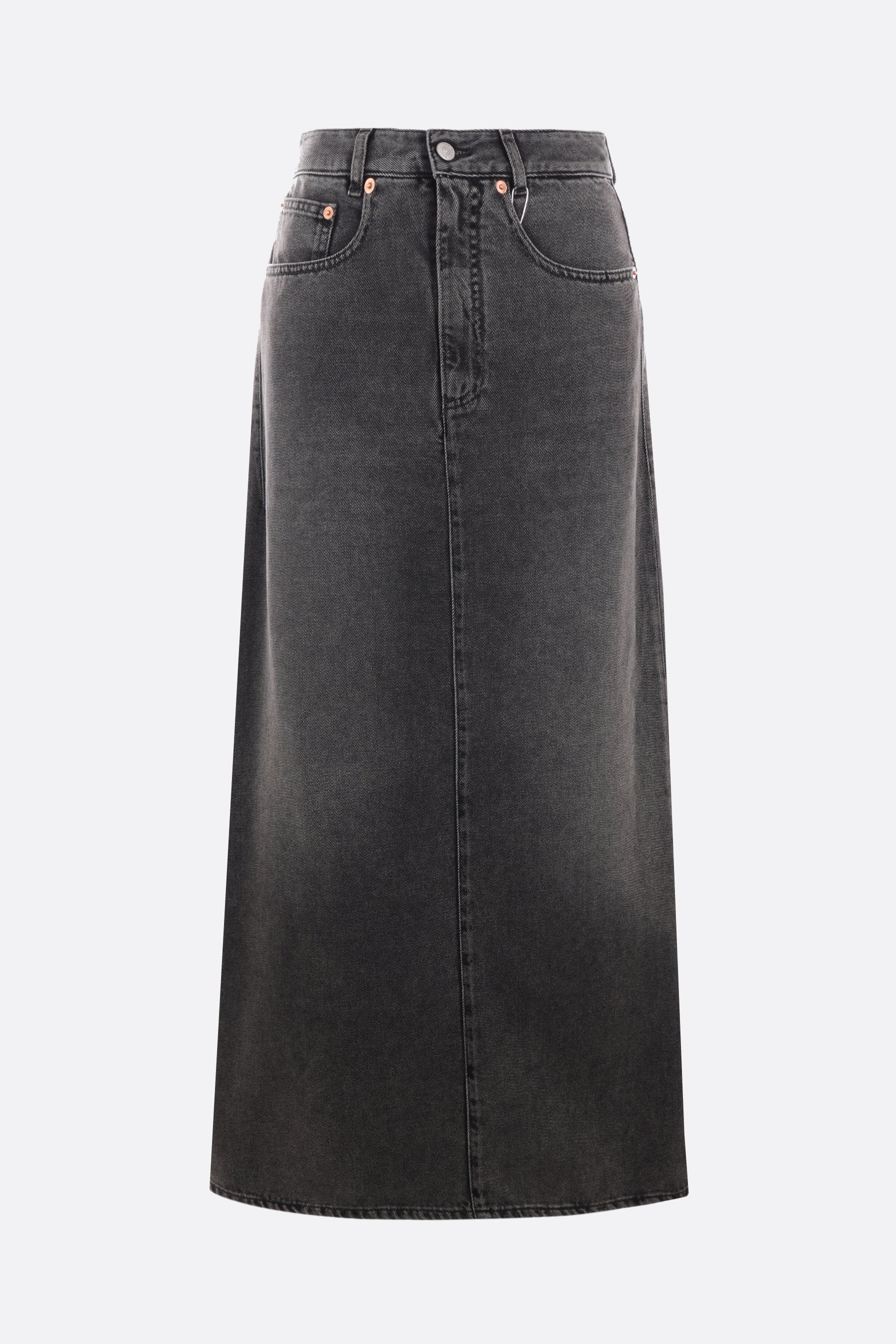 denim long skirt with side panel