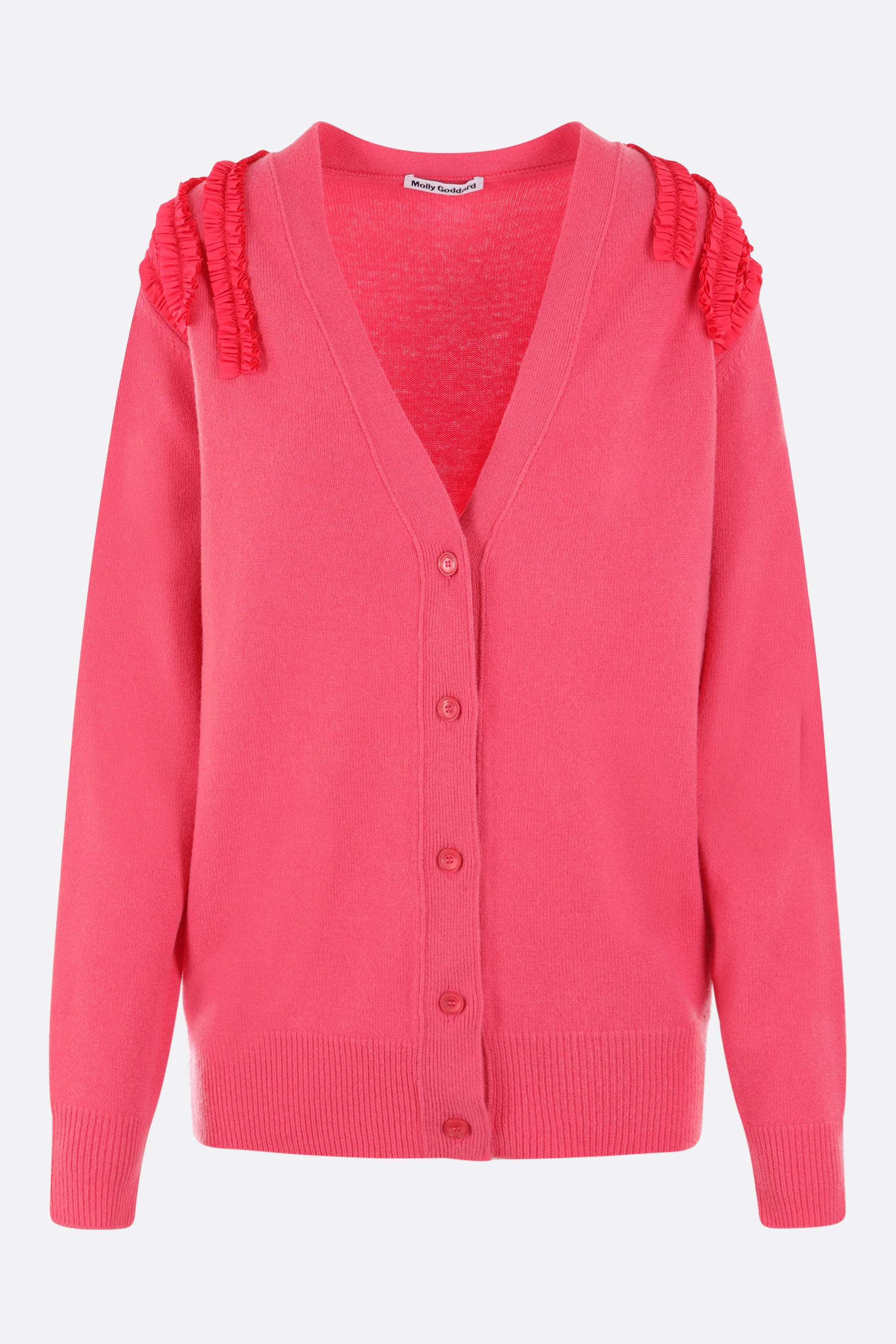 cardigan Sally in lana e cashmere con rouches