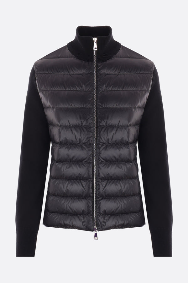 Tricot down jacket in nylon and wool