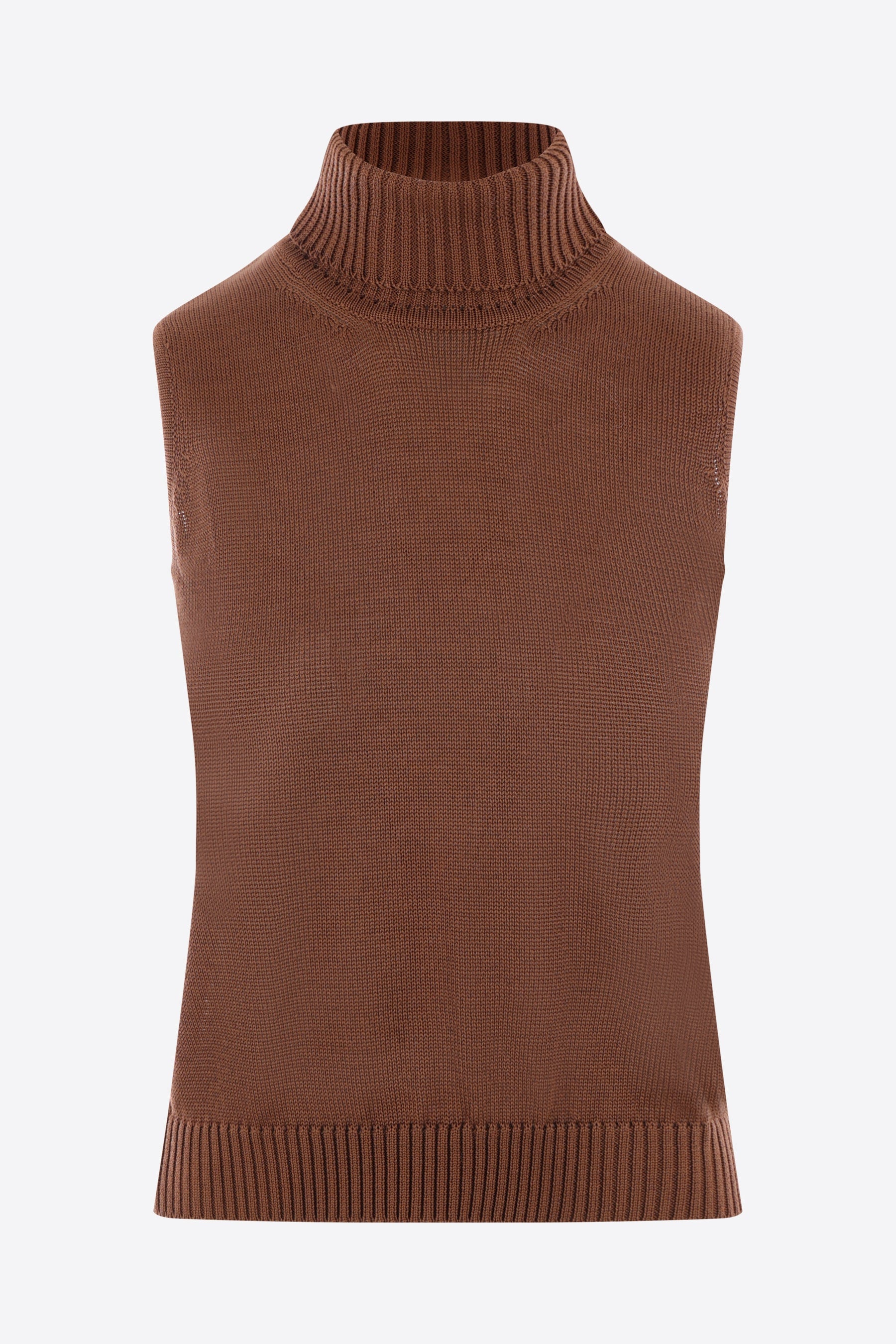 Turtleneck knit sleeveless top