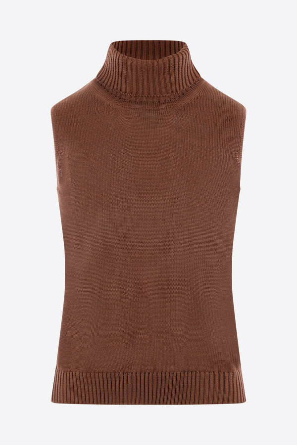 Turtleneck knit sleeveless top