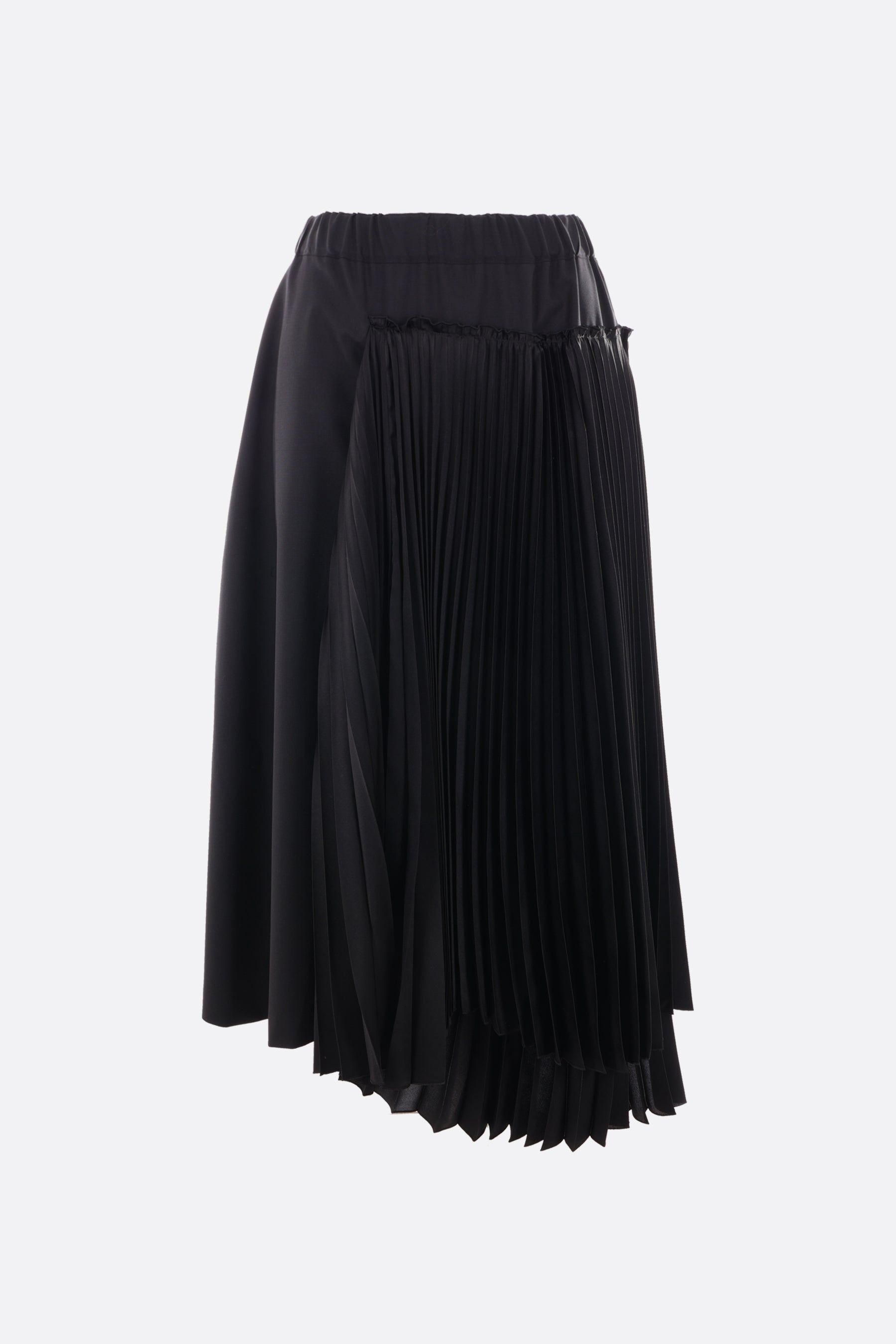 wool midi skirt with pleated panel
