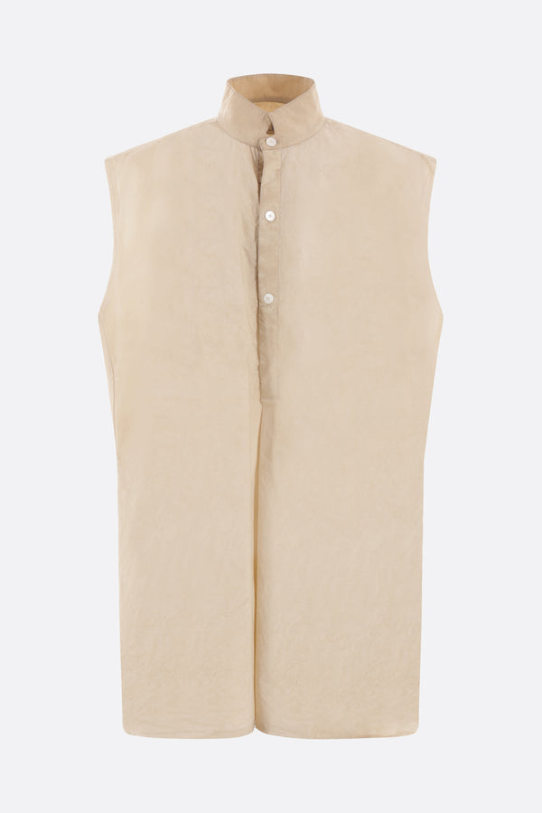 camicia smanicata oversize in cotone