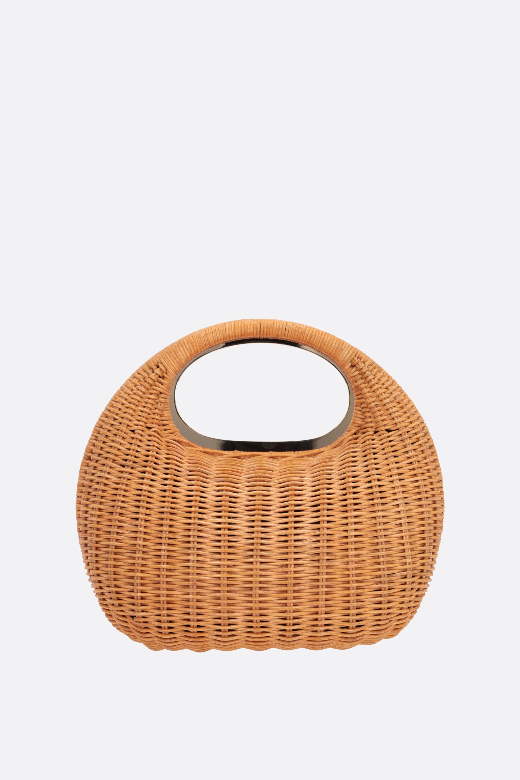 Round rattan handbag
