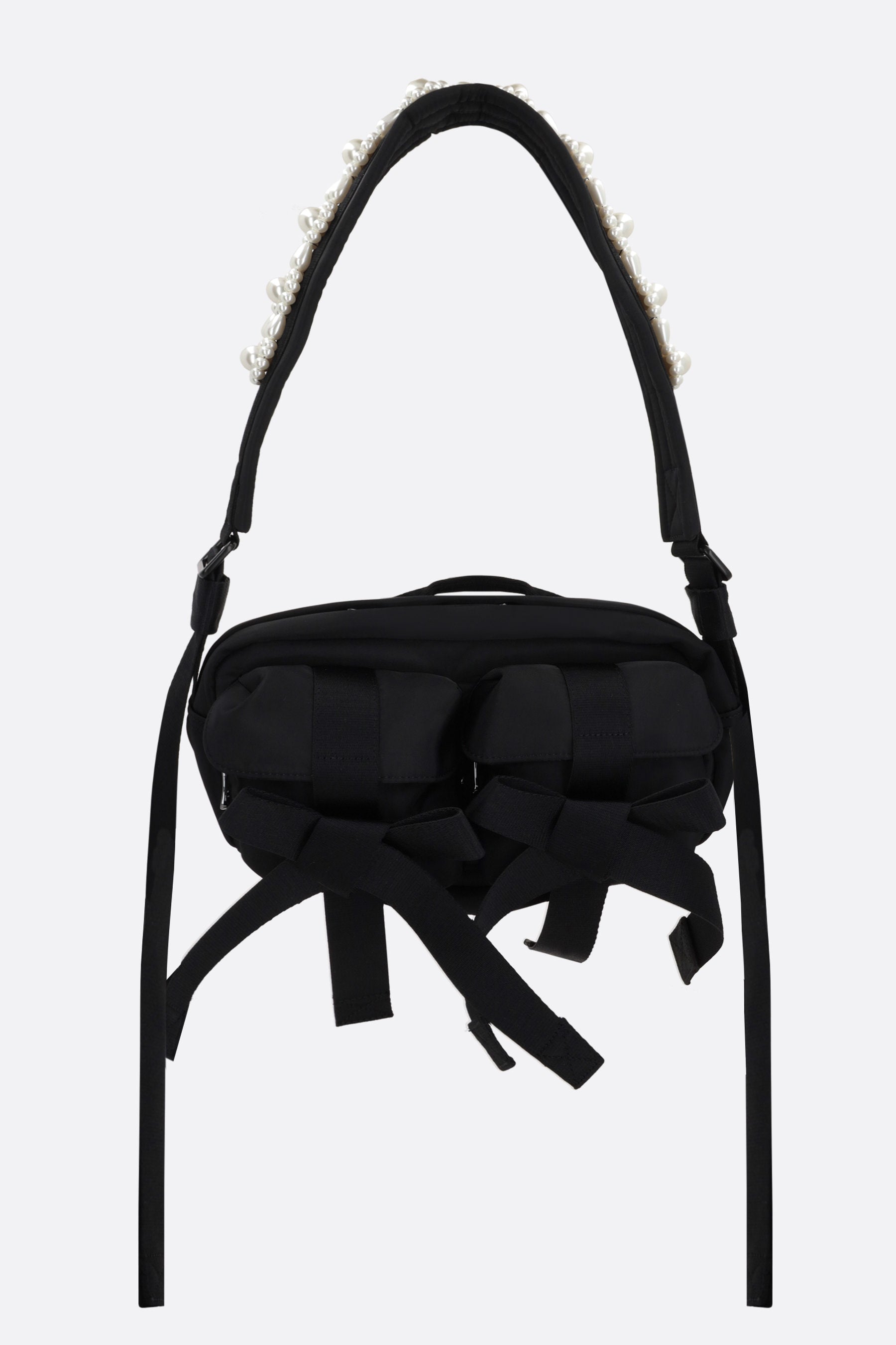 bow-detailed nylon shoulder bag