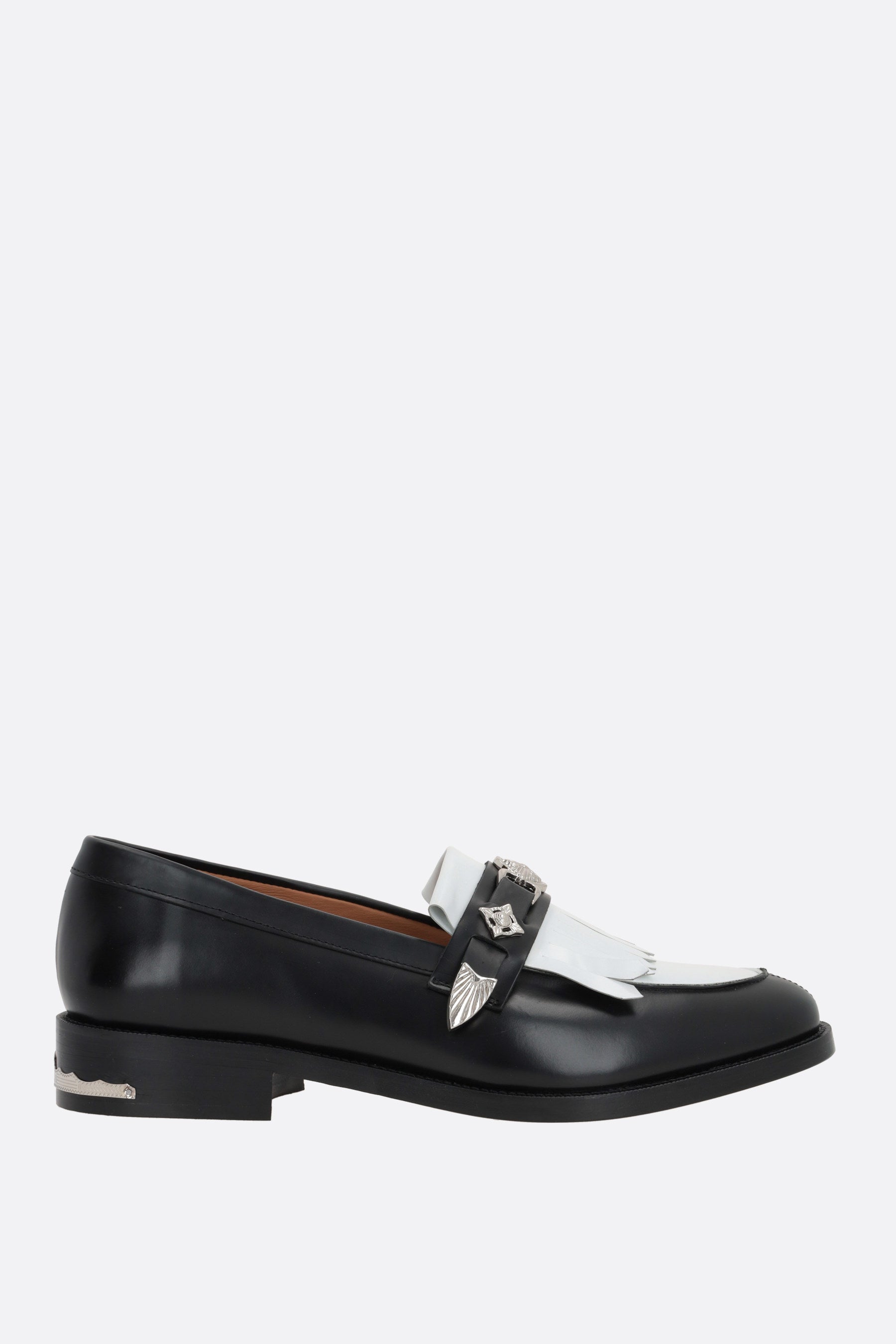 buckle-detailed brushed leather loafers