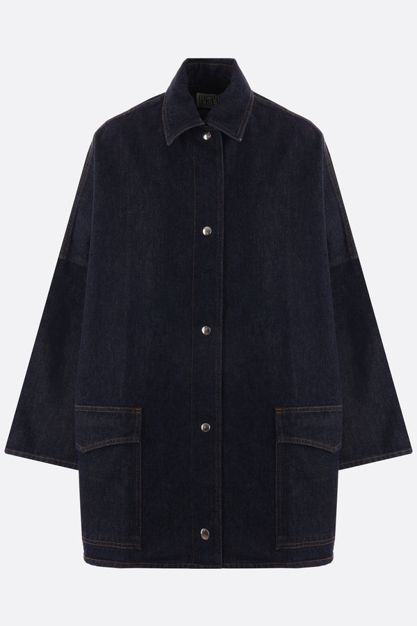 giacca-camicia oversize in denim organico