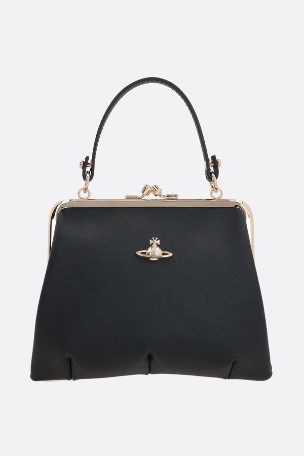Granny Frame textured faux leather handbag