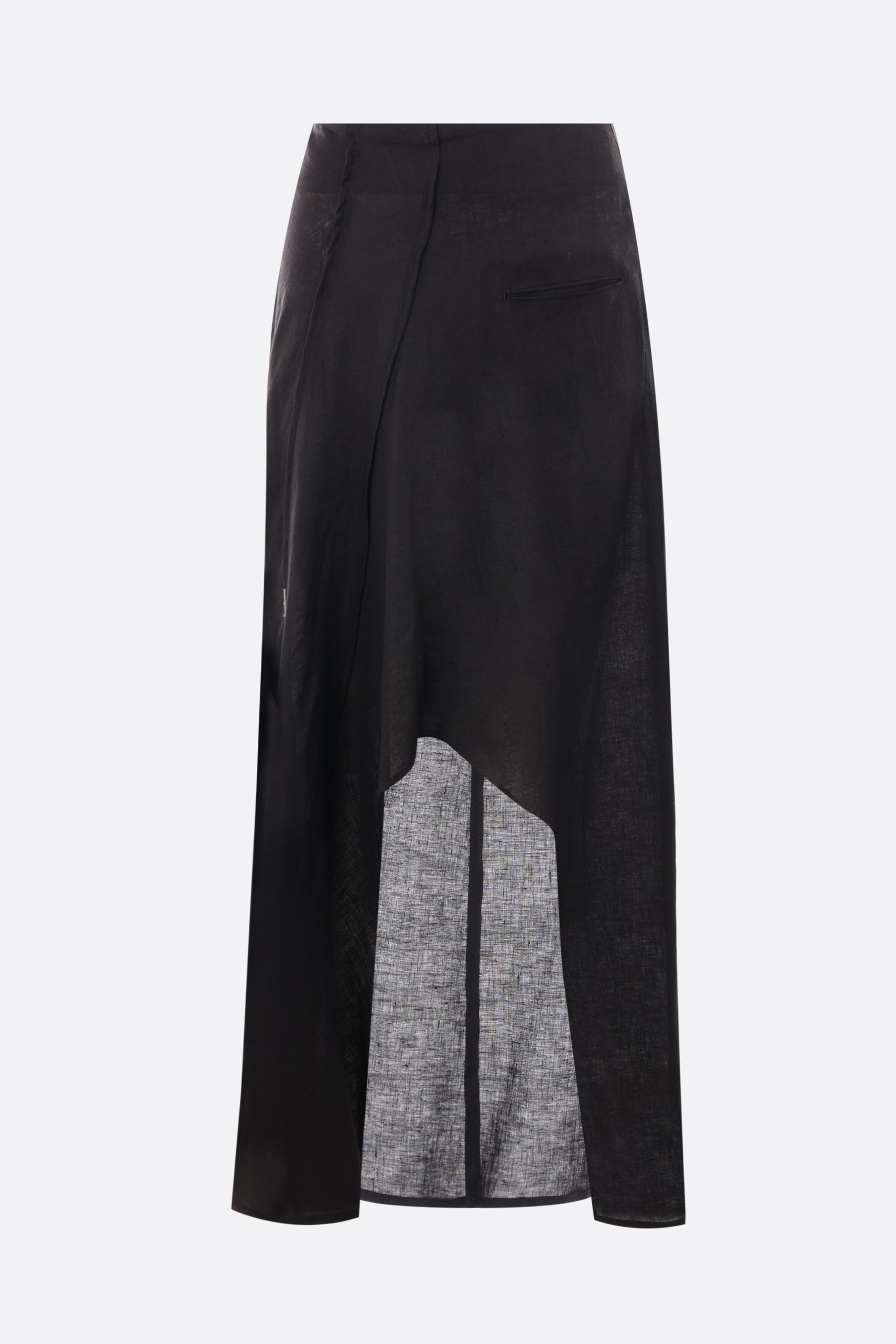 linen midi skirt with contrast stitching
