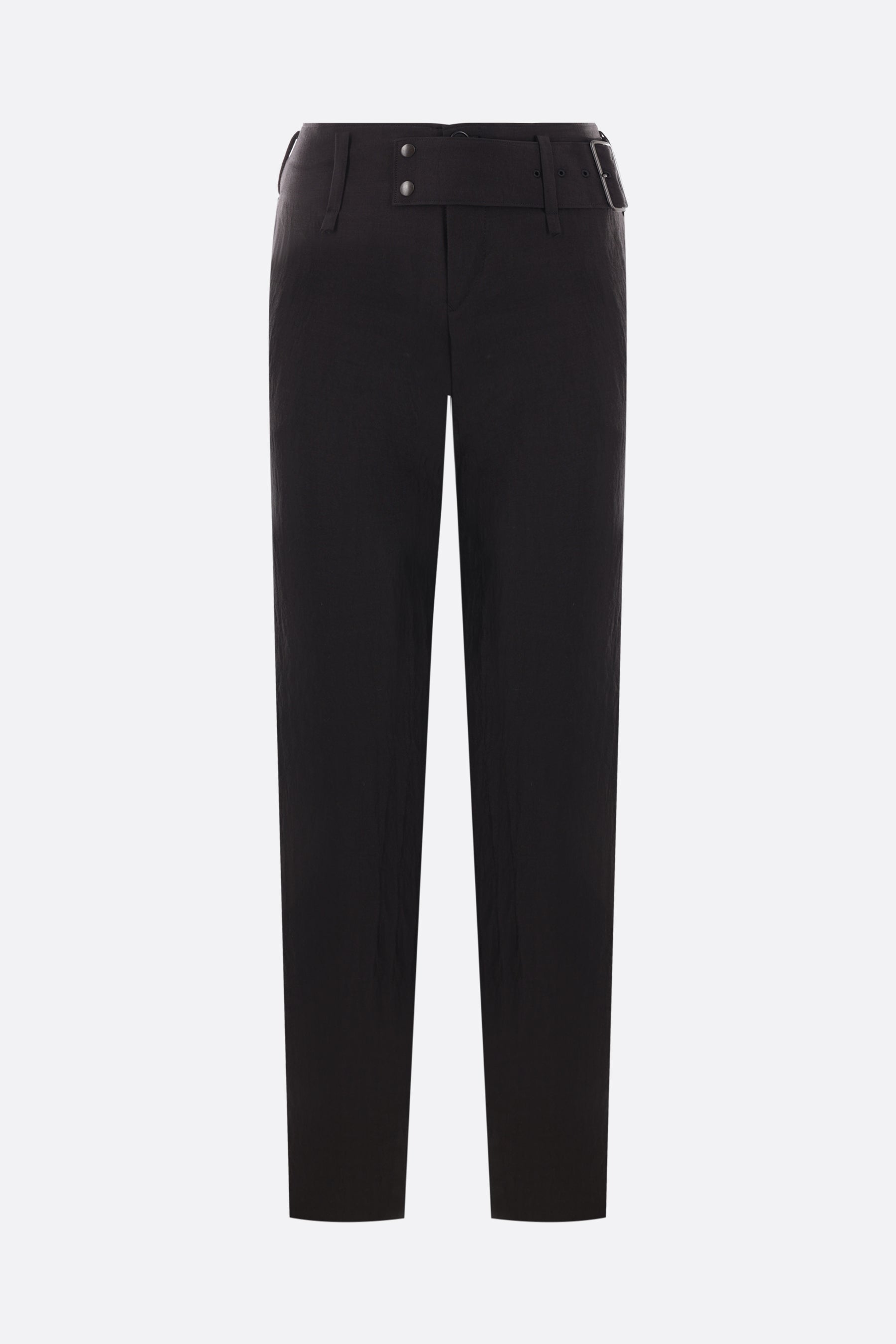linen blend cropped pants with belt