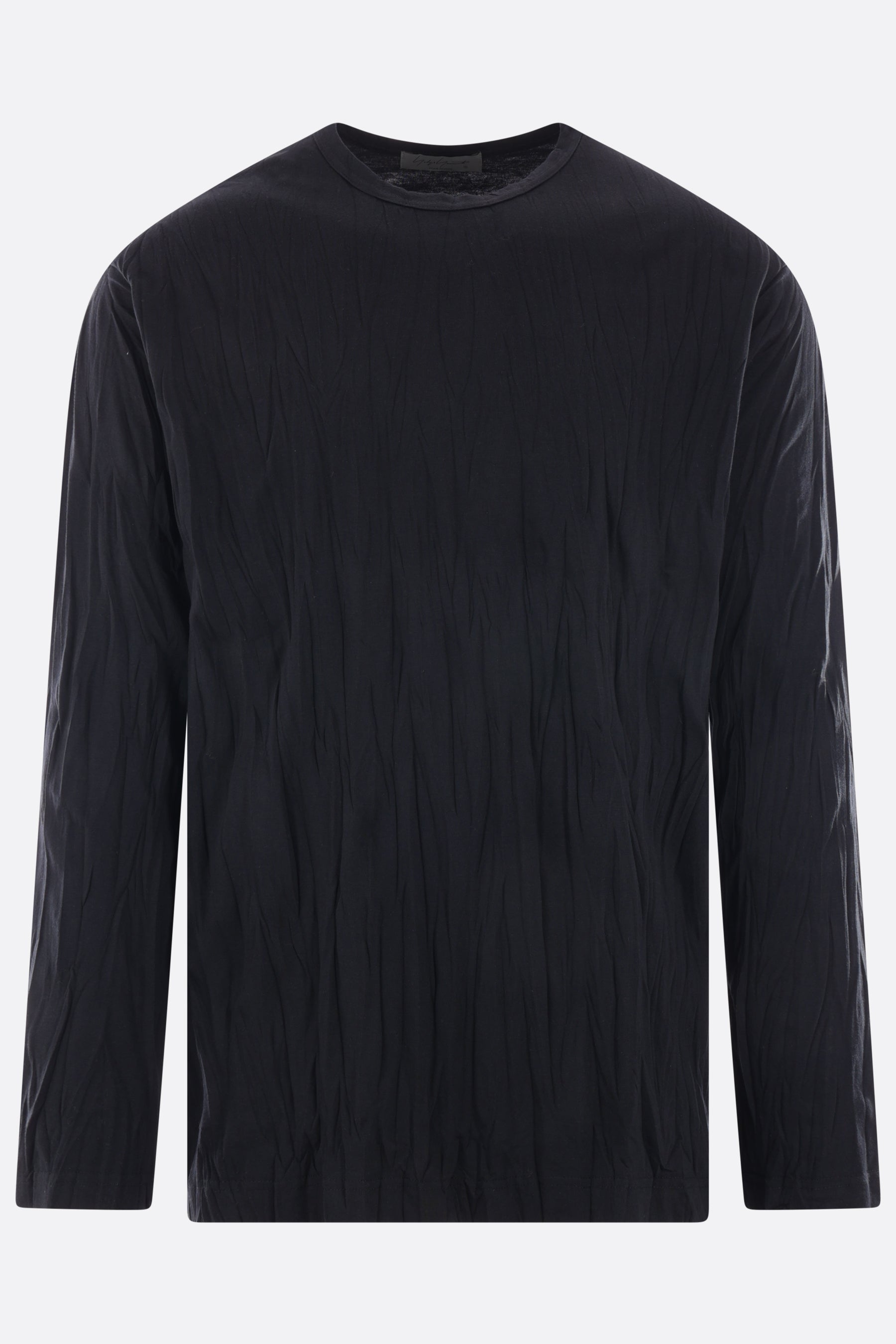 jersey long-sleeved t-shirt with vertical pressed creases