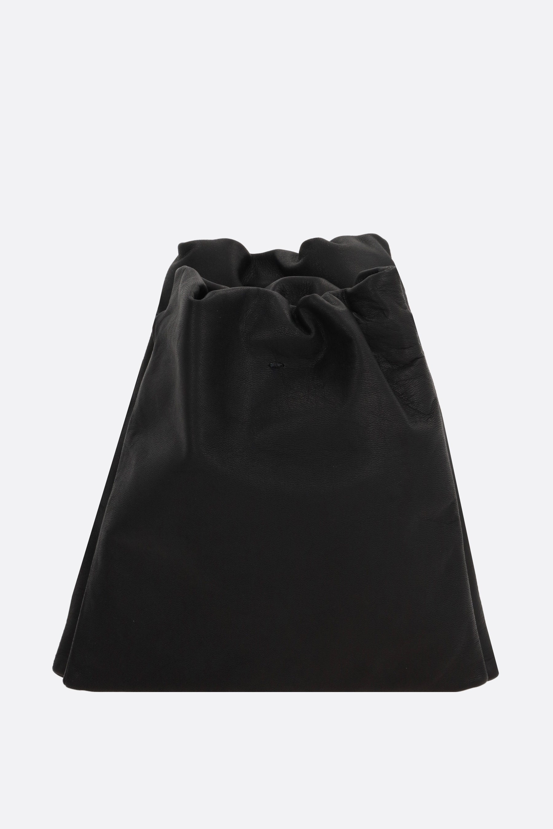 smooth leather drawstring shoulder bag