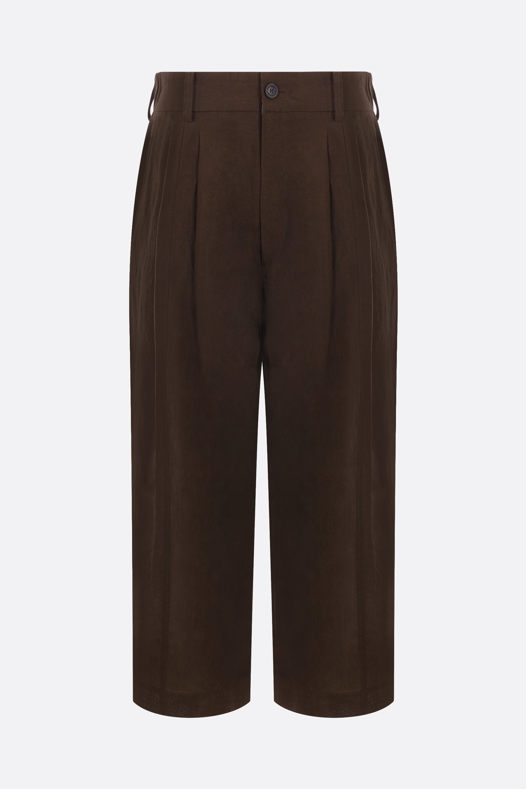pantalone cropped in lino increspato