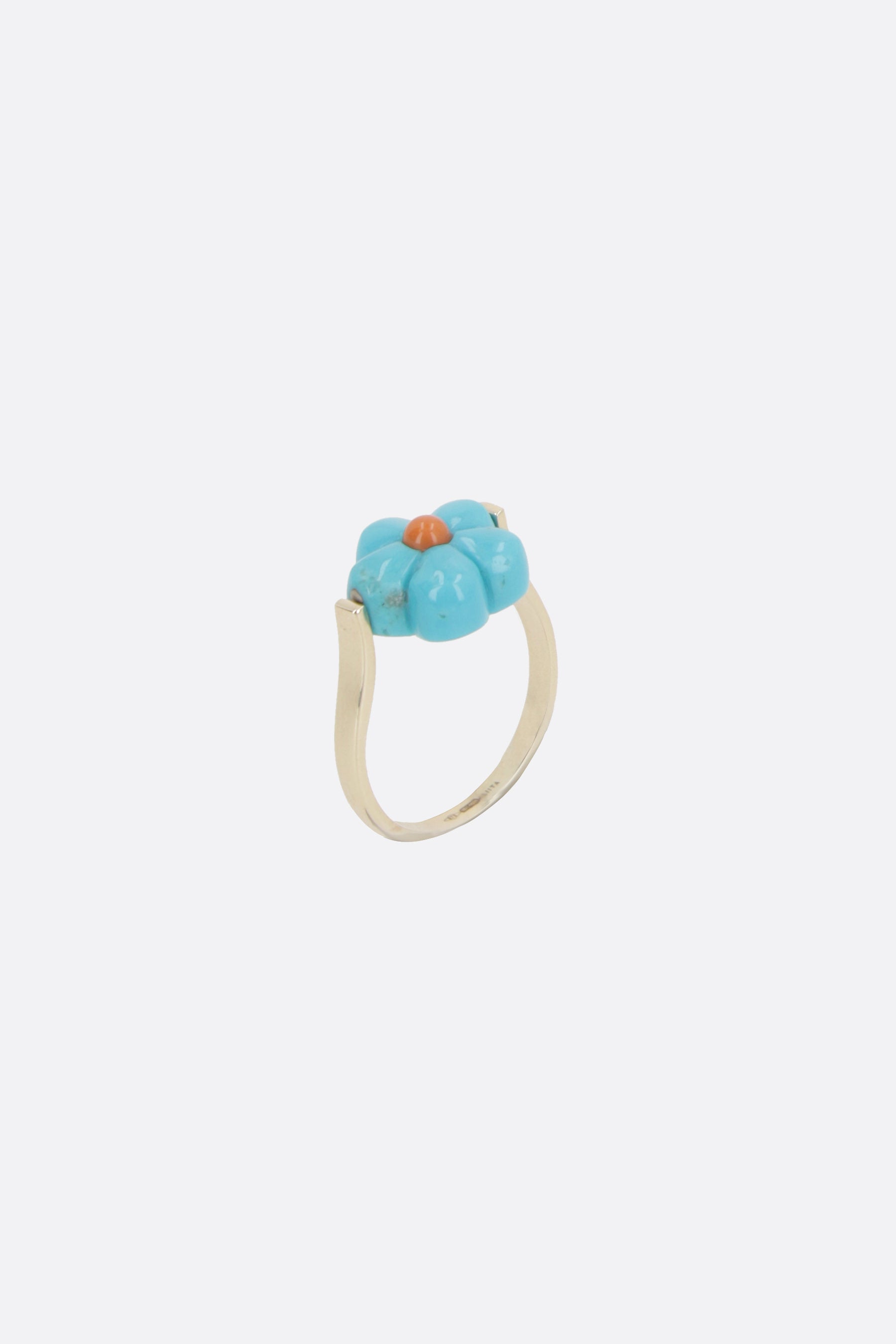 Daisy Turquoise ring in yellow gold