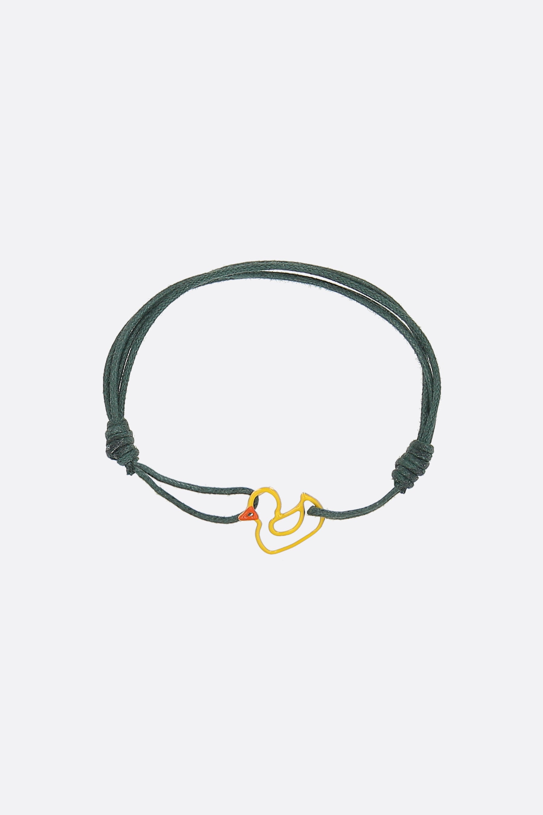 Patito cord bracelet with enameled gold pendant