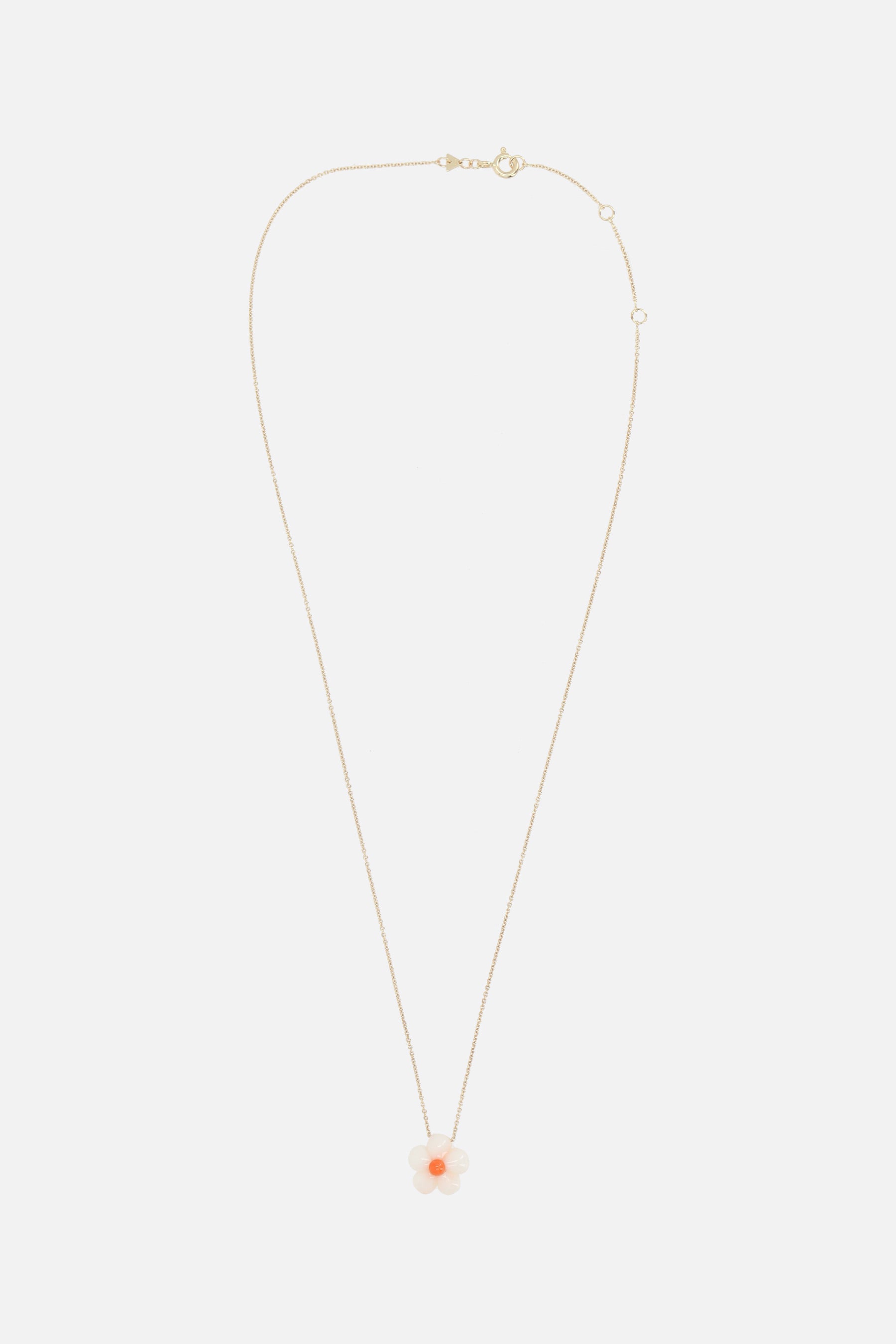 Daisy White necklace in yellow gold