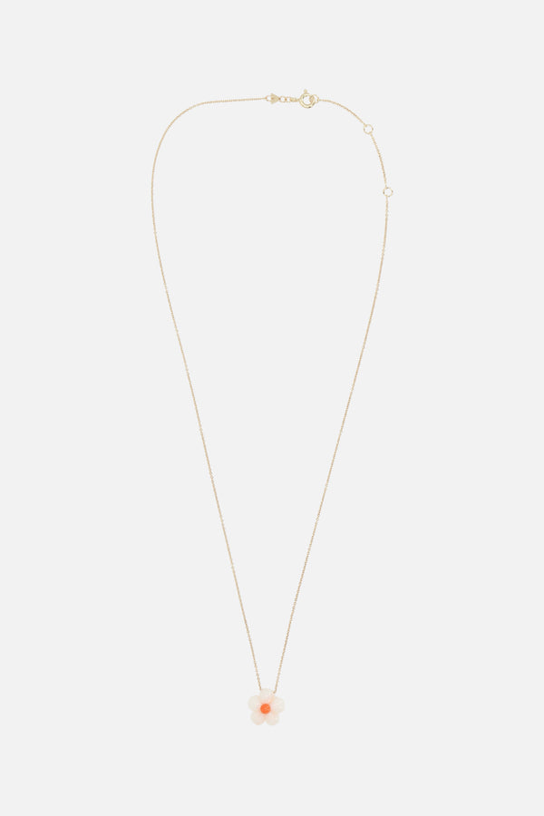 Daisy White necklace in yellow gold