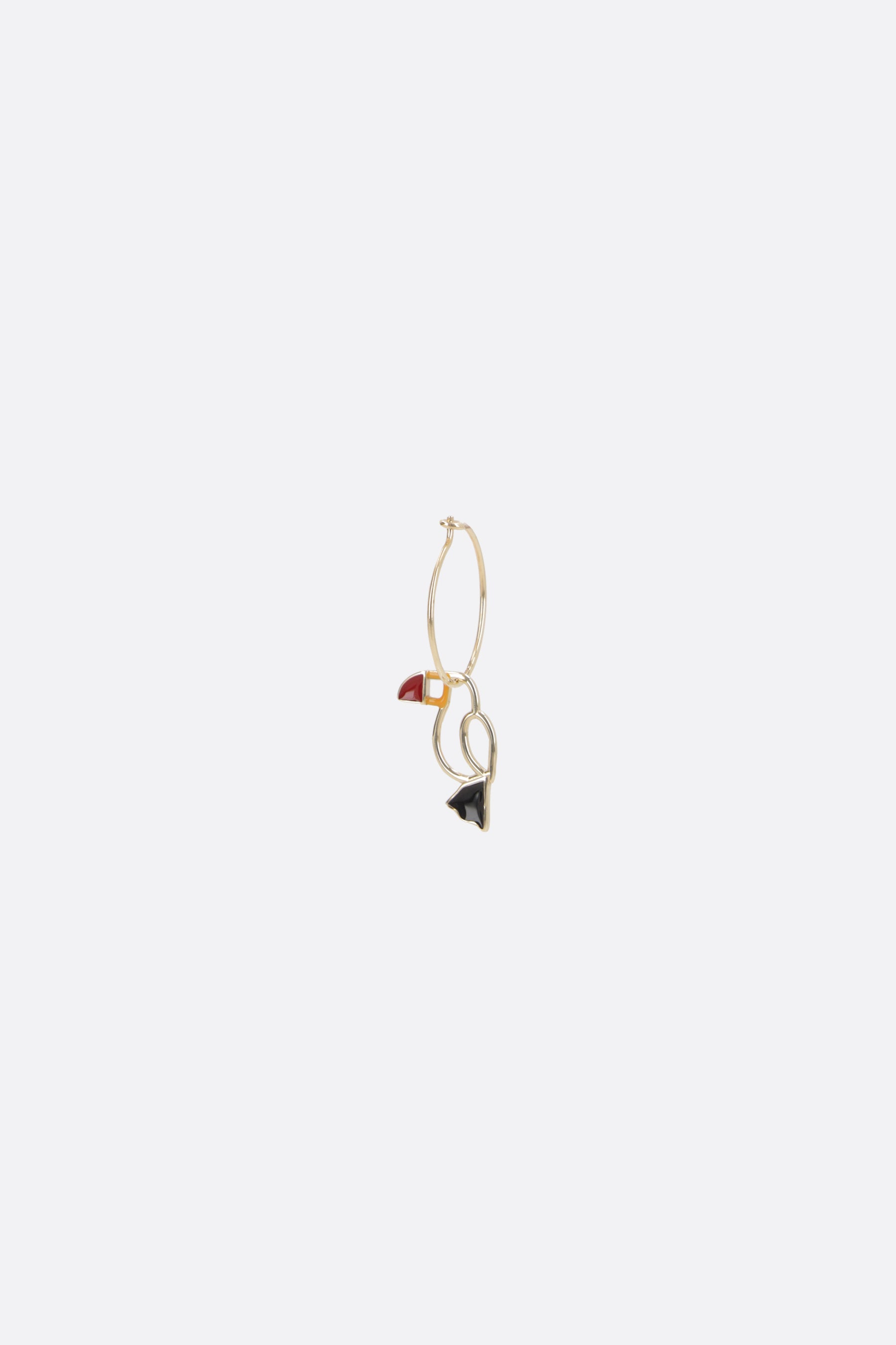 Tucan earring in enameled yellow gold